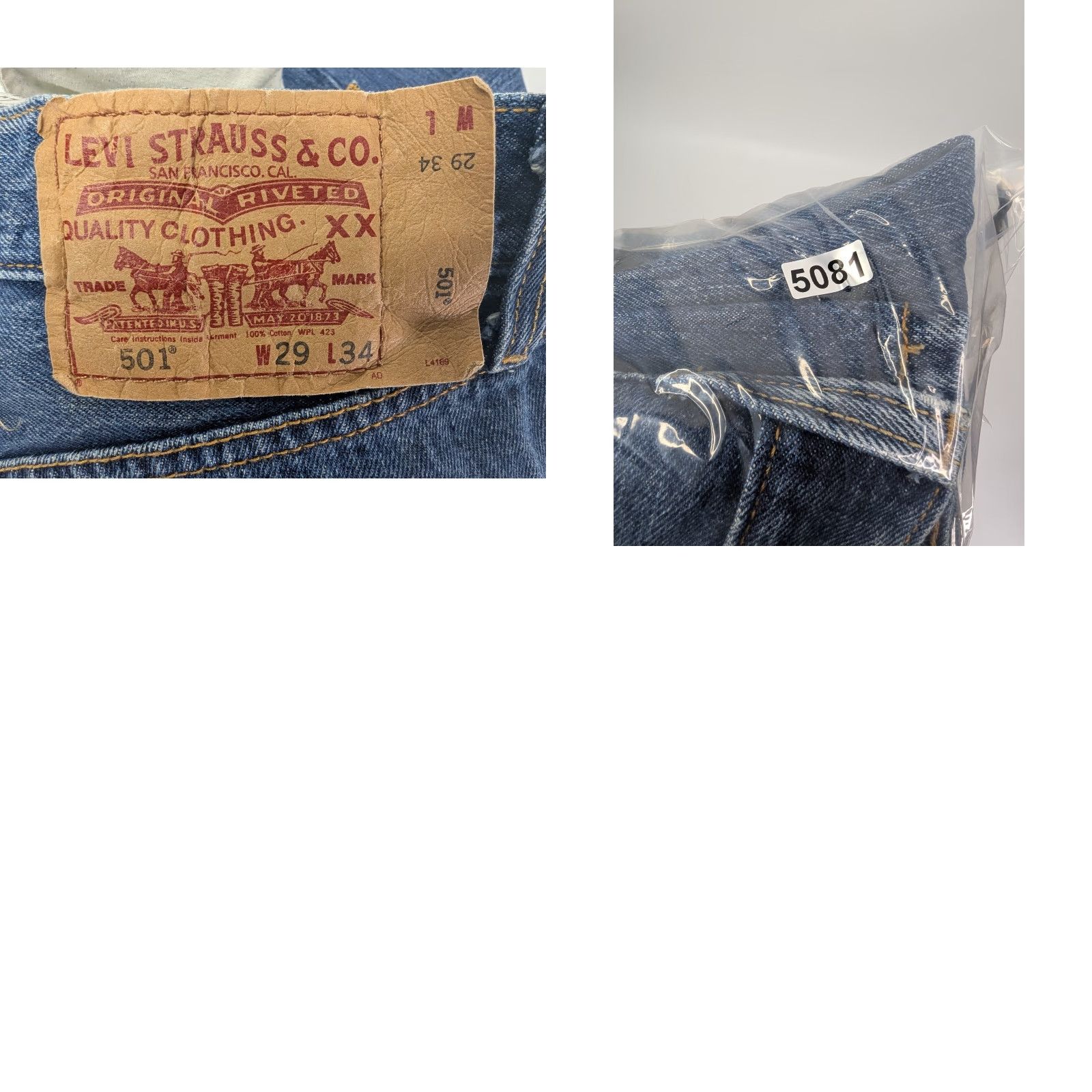 Levi's VINTAGE Levis Button Fly 501 Jeans Mens 28 Regular Denim Blue Cotton 100% Straight Fit Inseam 33 in 501 Series Size US 28 / EU 44 - 10 Thumbnail
