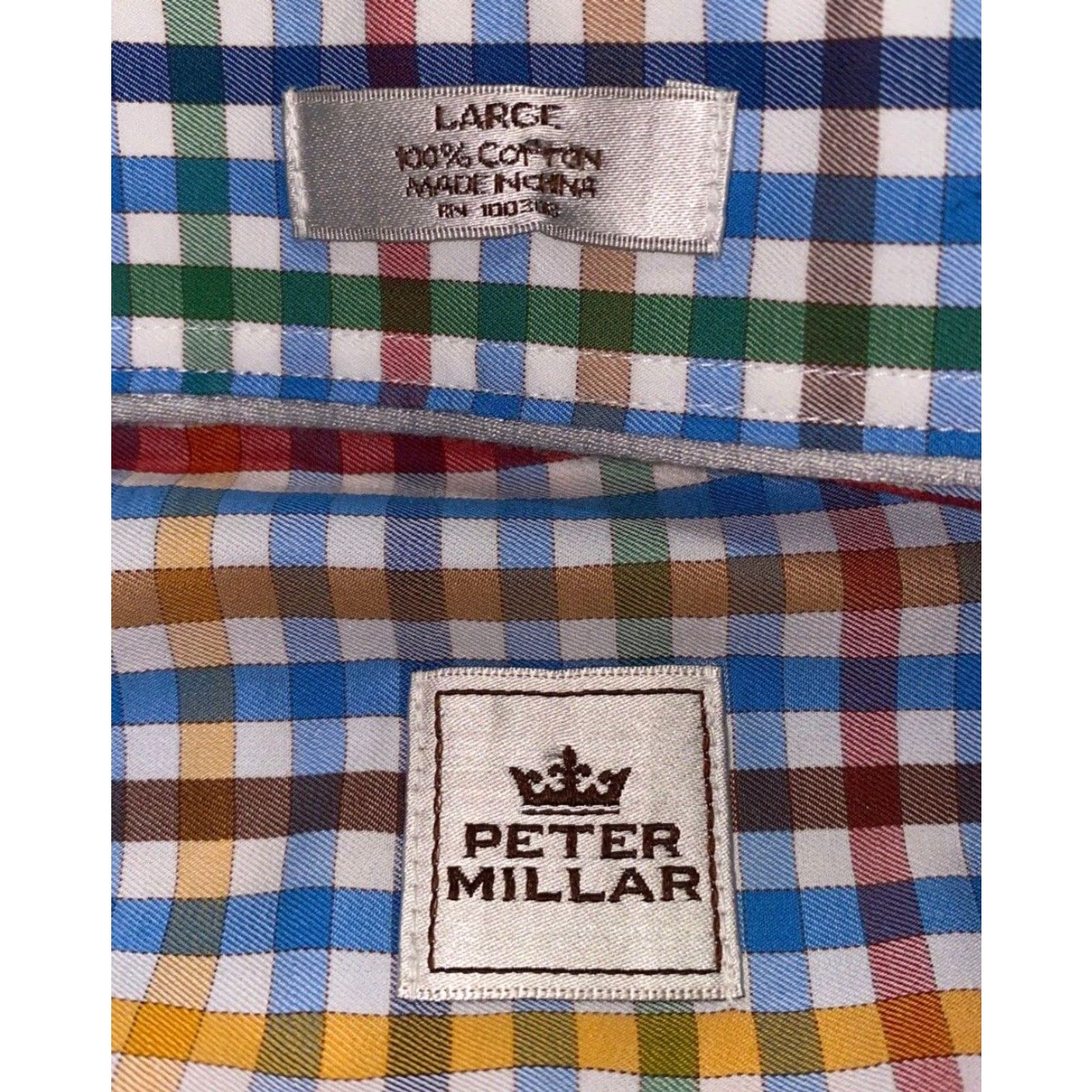Peter Millar Peter Millar Mens Checkered Button-Up Shirt Long Sleeve Size L Multicolor Casual Size US L / EU 52-54 / 3 - 6 Thumbnail