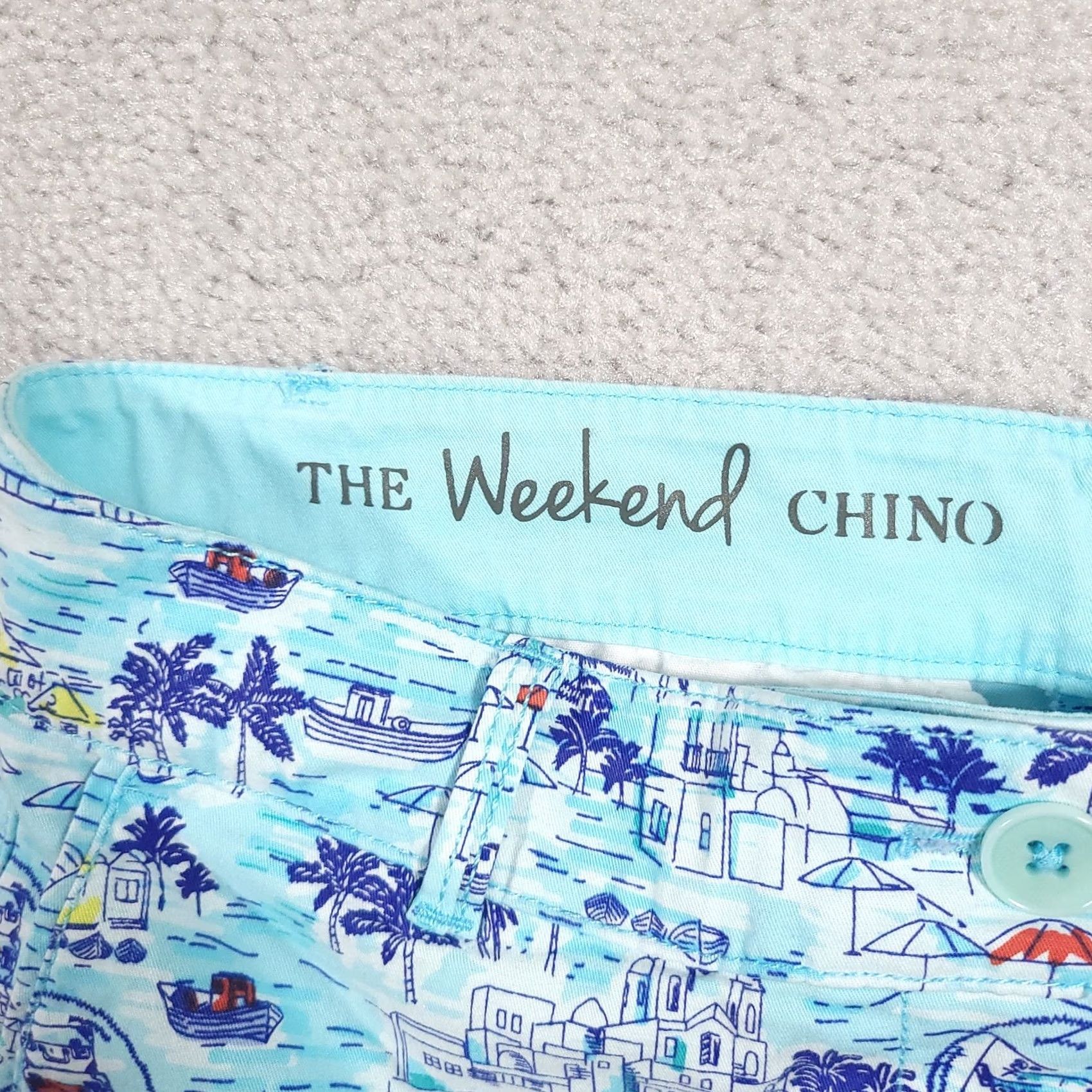 Talbots VINTAGE? No. Talbots The Weekend Chino Pants Womens 2 Blue Scenic Print Stretch Casual Beach Size 26" / US 2 / IT 38 - 4 Thumbnail
