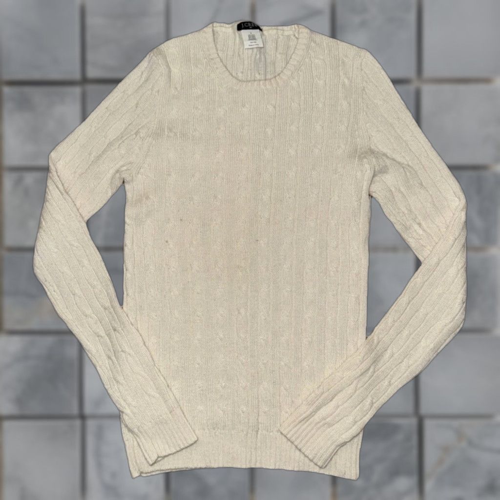 J.Crew VINTAGE J.Crew Cable Knit Sweater Women’s Small Ivory Long Sleeve Preppy Classic Pullover Size S / US 4 / IT 40 - 1 Thumbnail