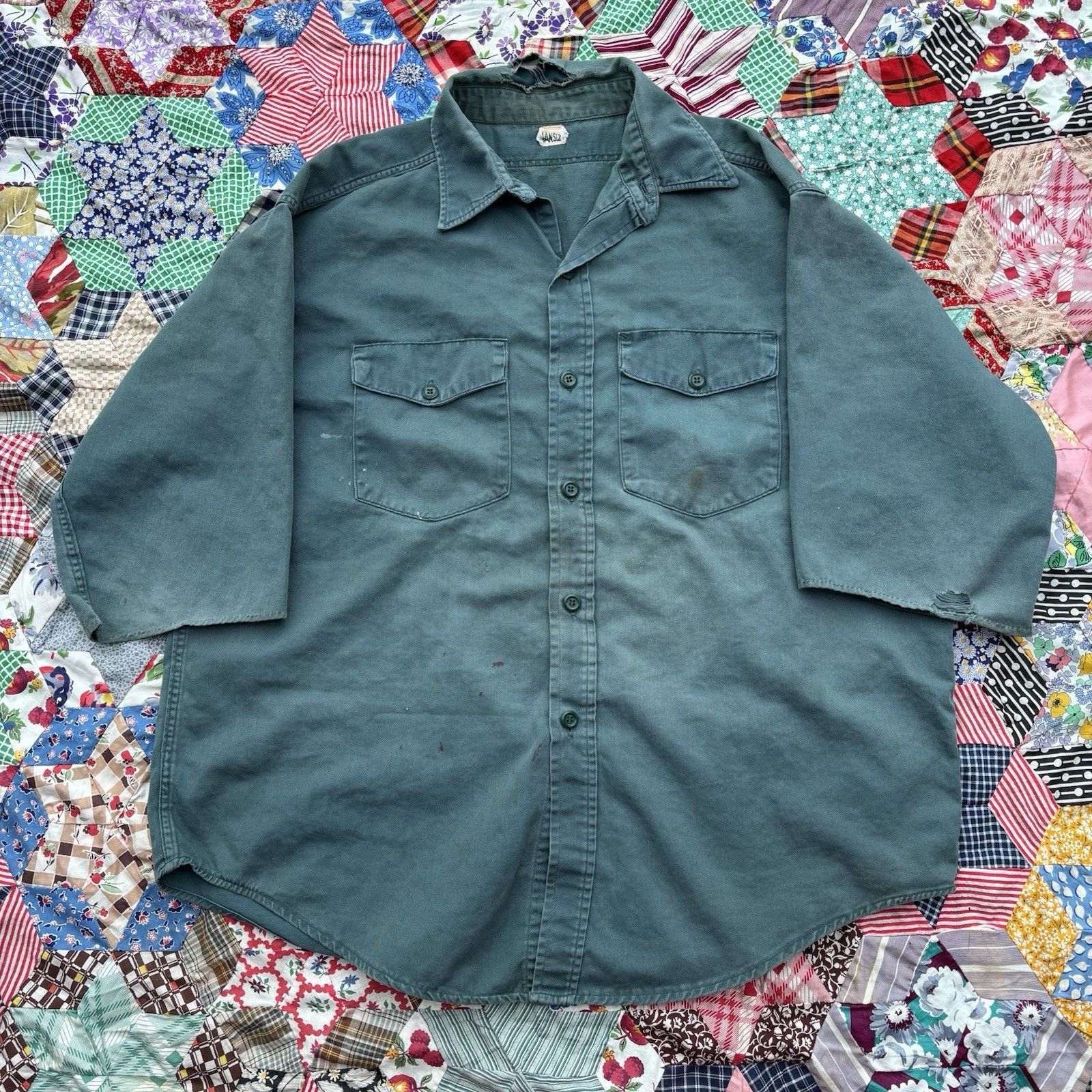 Vintage Vintage 1940s Workwear Button Up Shirt Size US L / EU 52-54 / 3 - 1 Thumbnail