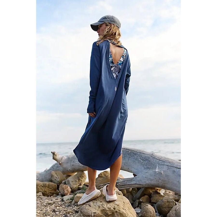 Free People New FP MOVEMENT Long Game Tunic Layer $78 MEDIUM Blue Size M / US 6-8 / IT 42-44 - 4 Thumbnail