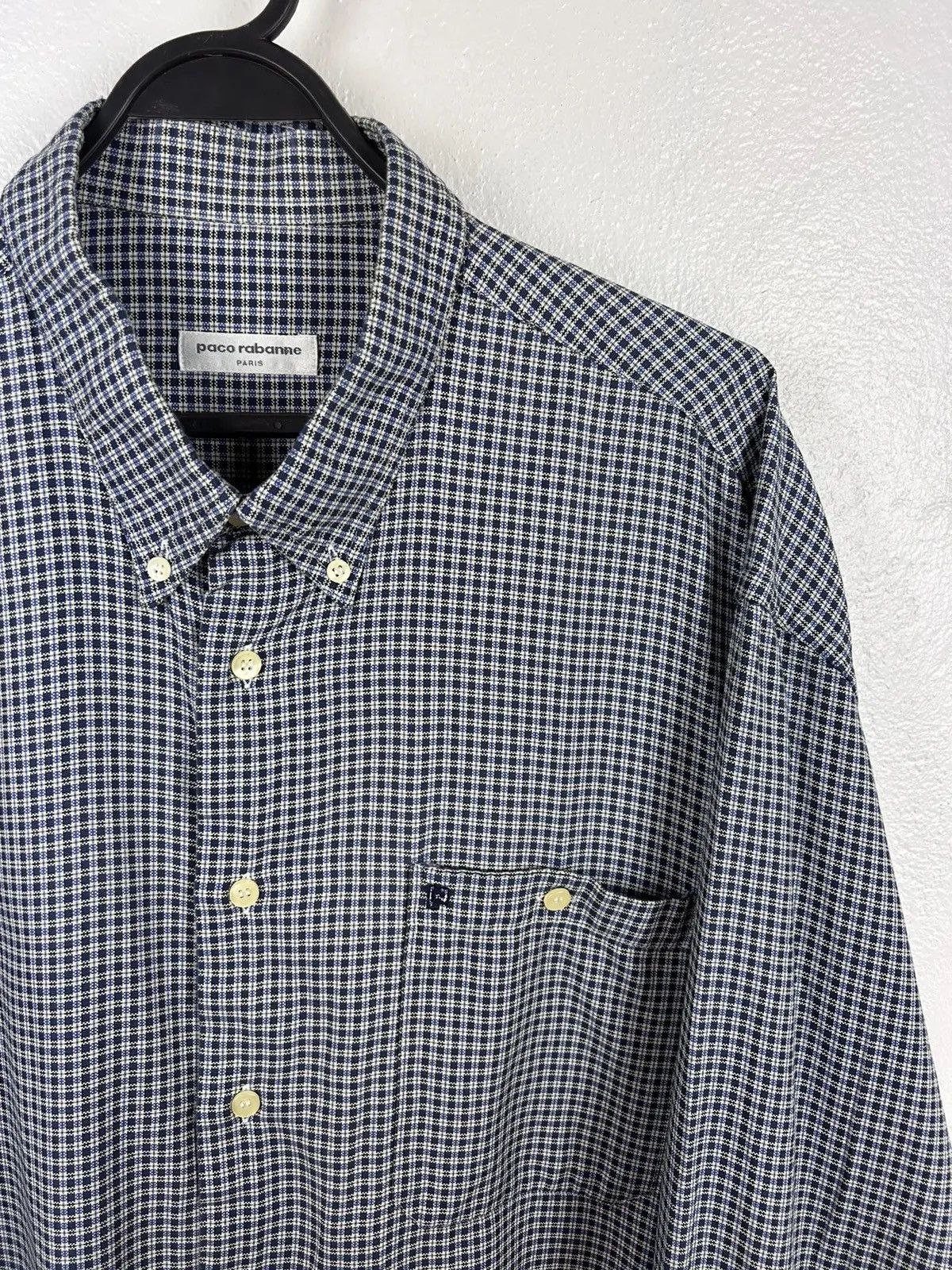 Vintage Vintage Paco Rabanne Paris Checkered Long Sleeve Shirt Size US L / EU 52-54 / 3 - 3 Thumbnail