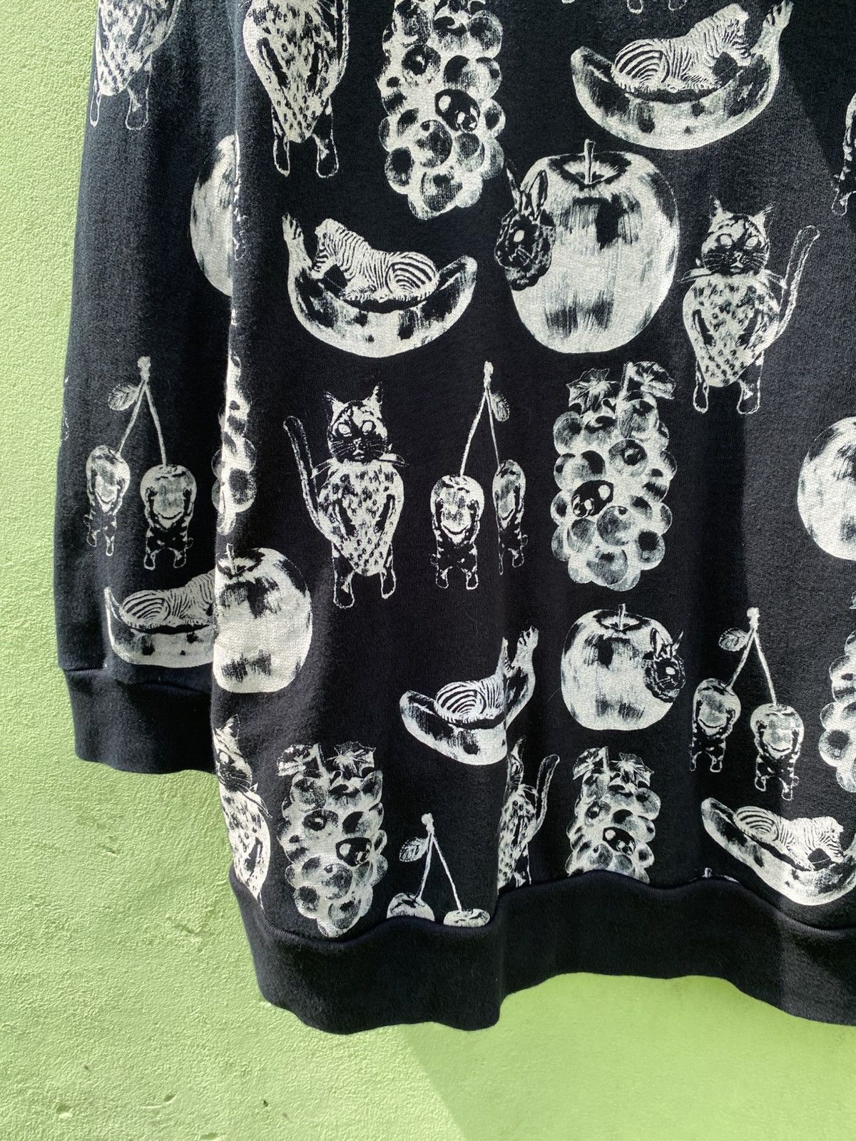 Japanese Brand Scolar AOP Animal Fruit Hoodie Black Zip Up Unique Pattern Size ONE SIZE - 13 Thumbnail
