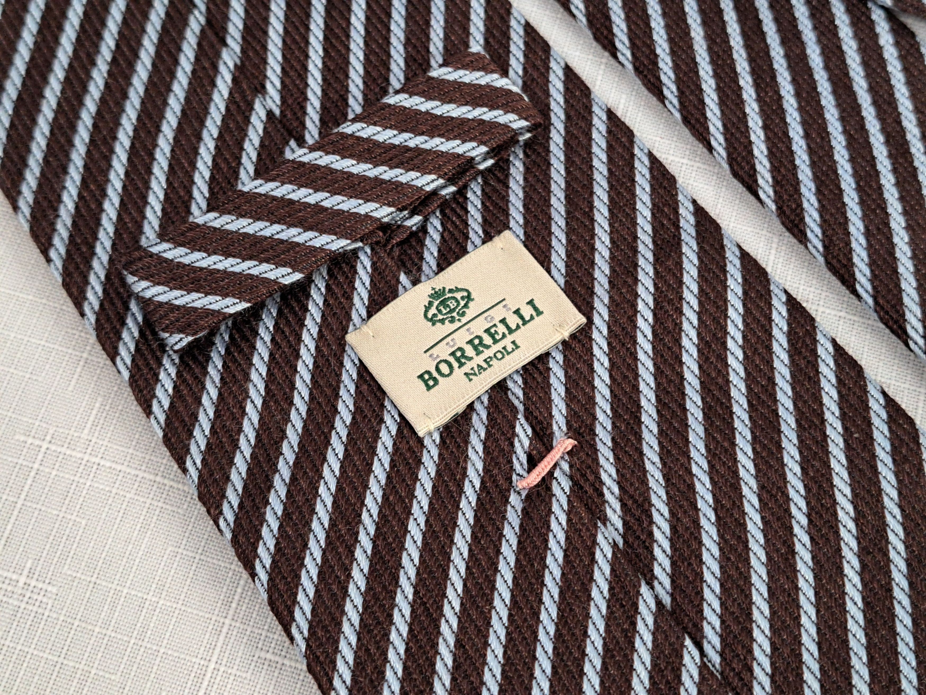 Luigi Borrelli Luigi Borelli Napoli silk/cashmere striped tie. Size ONE SIZE - 8 Thumbnail