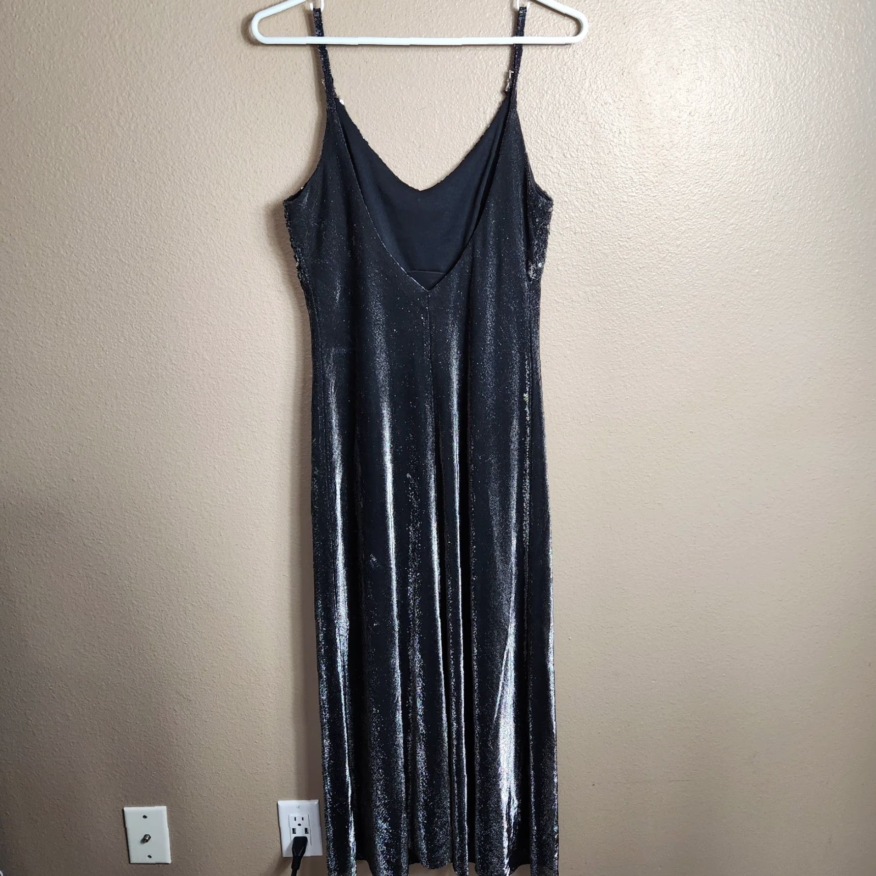 Vintage VINTAGE Blondie Nites Wmns VTG 90s Y2K Shimmer Beaded Empire Waist Maxi Dress-Size 10/9-10? Size L / US 10 / IT 46 - 4 Thumbnail