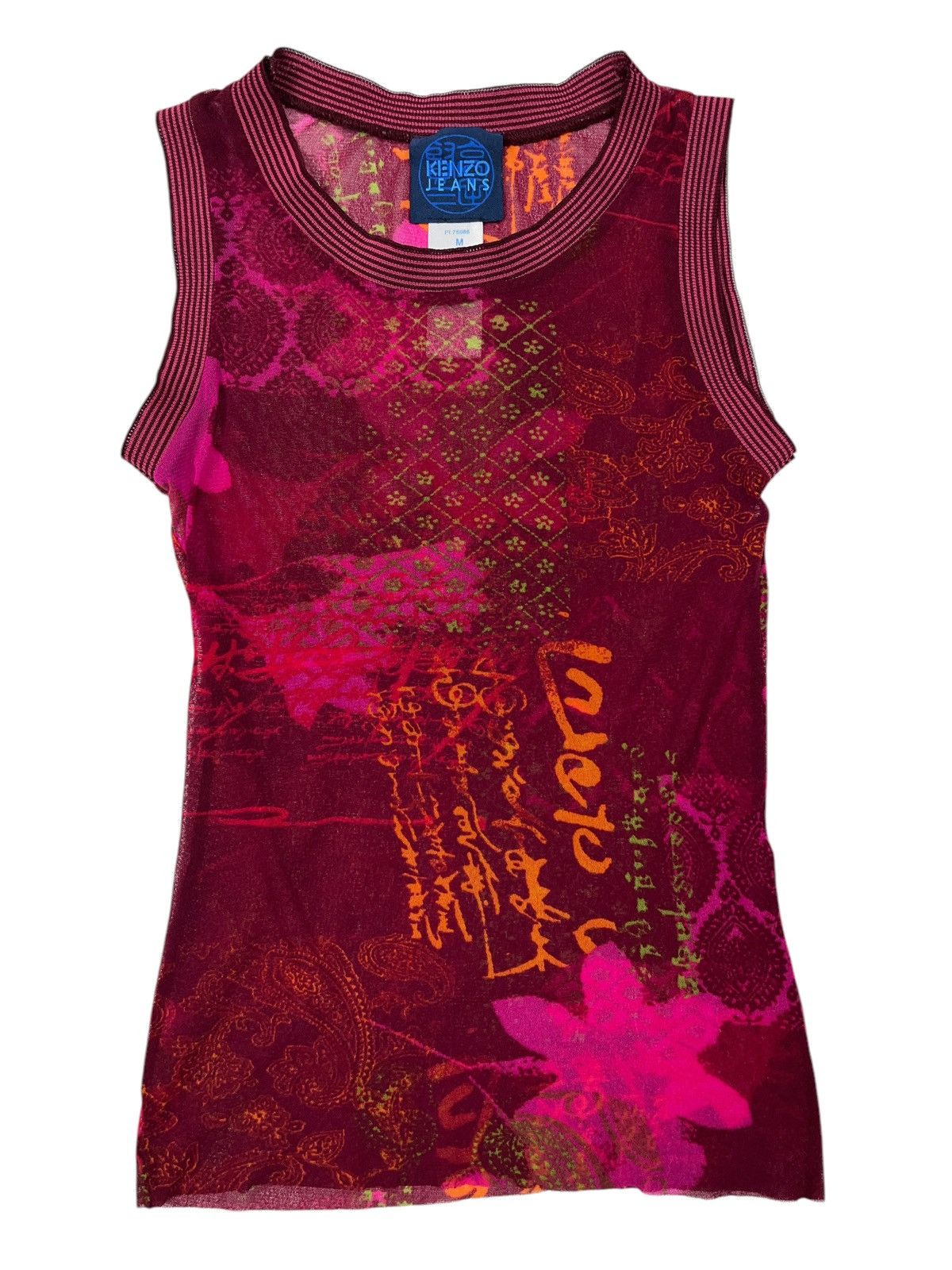 Kenzo × Vintage Vintage Kenzo Mesh Top Sleeveless Japanese Floral y2k Size M / US 6-8 / IT 42-44 - 1 Thumbnail