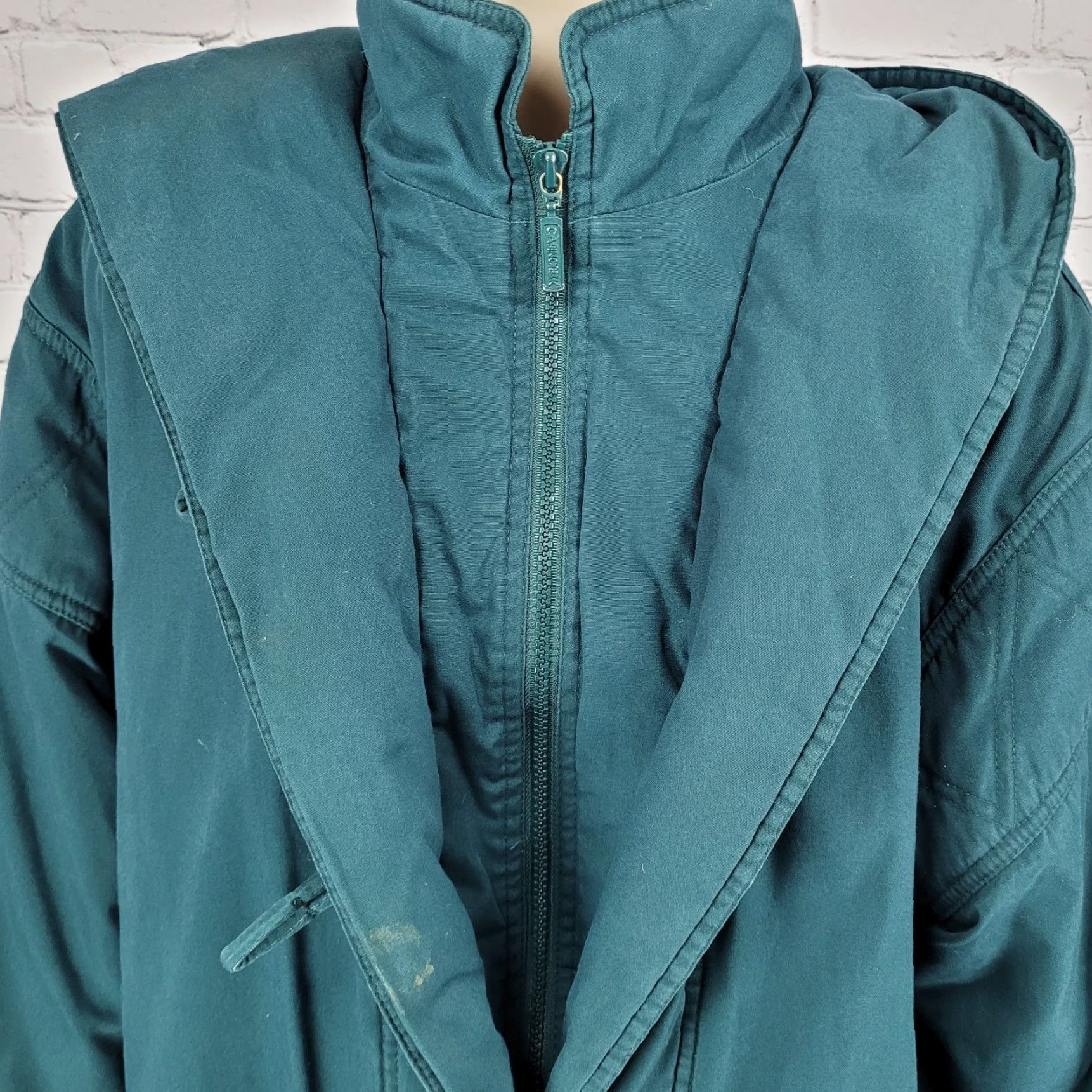 Vintage VINTAGE Cabin Creek Jacket Women's Coat Green Hooded Collared Zip Toggle Pockets Mid-Length Parka M Size M / US 6-8 / IT 42-44 - 5 Thumbnail