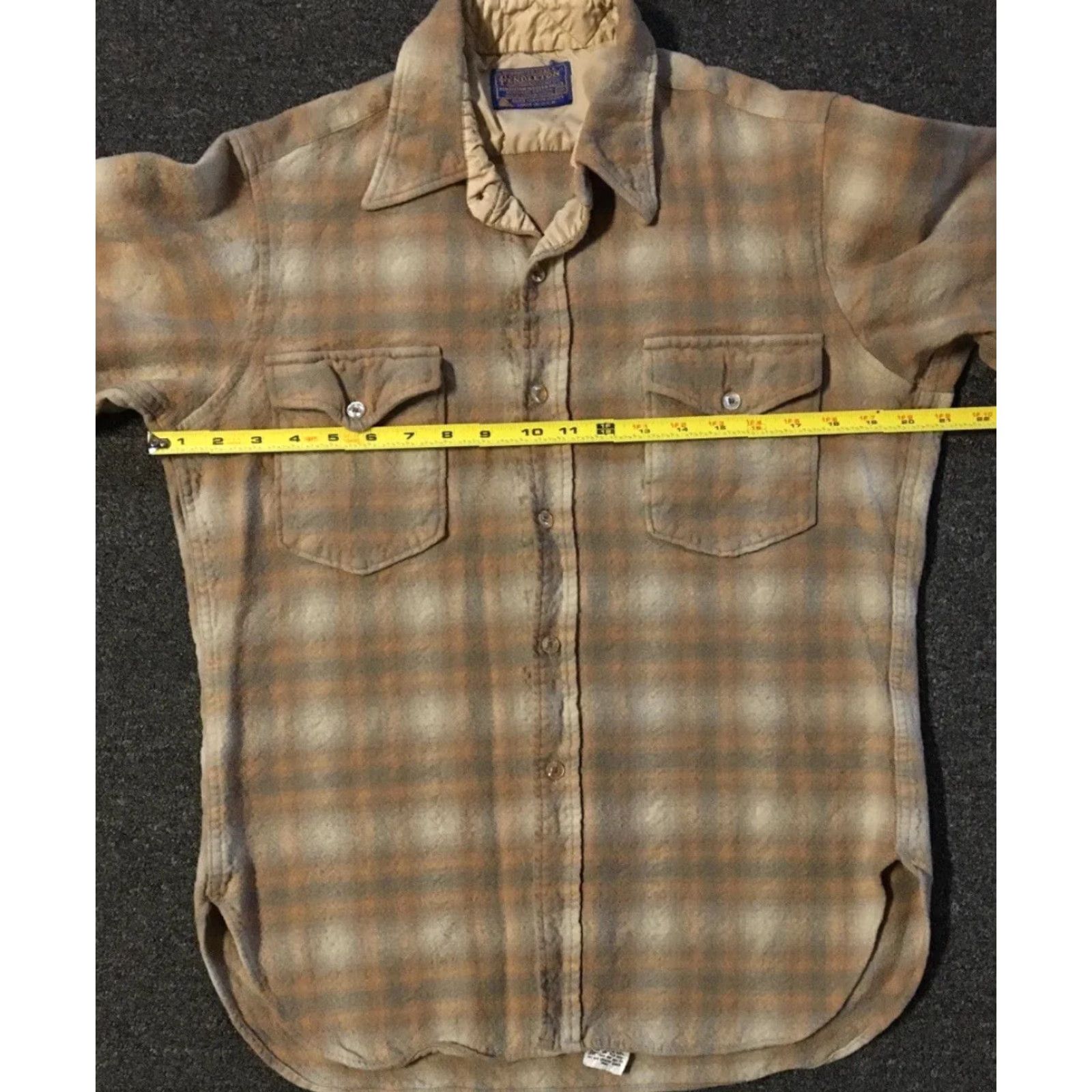 Pendleton Vtg Pendleton Wool Shirt M USA Plaid Button-Up Women Cowboy Trucker Grunge 70s 80s Tan Brown Size M / US 6-8 / IT 42-44 - 4 Thumbnail
