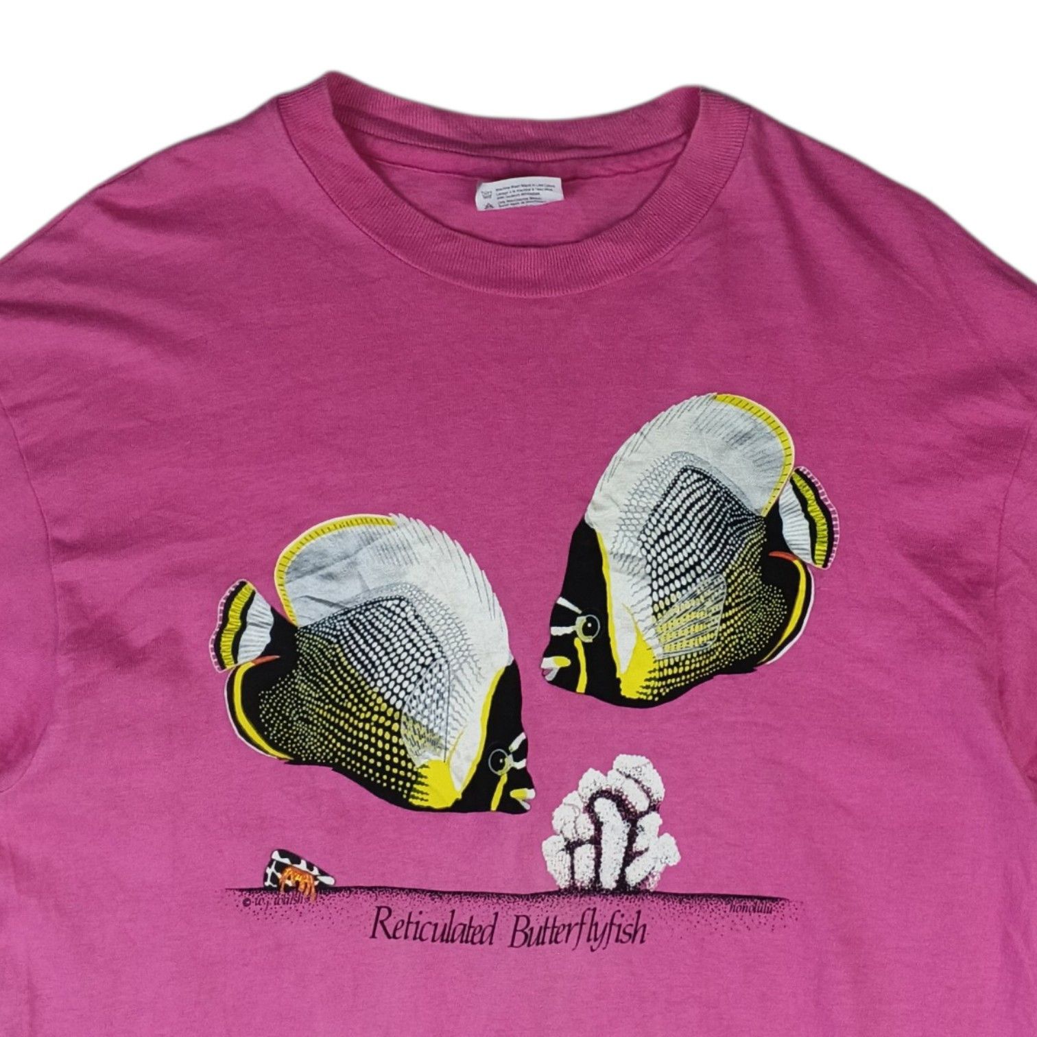 Hanes Vintage 80's HANES Reticulated Butterflyfish Hawaii T-Shirt Size US M / EU 48-50 / 2 - 4 Thumbnail