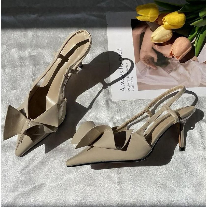 Zara Zara Bow Slingback Heels Cream Pointed Toe NWT Size US 6.5 / IT 36.5 - 12 Thumbnail