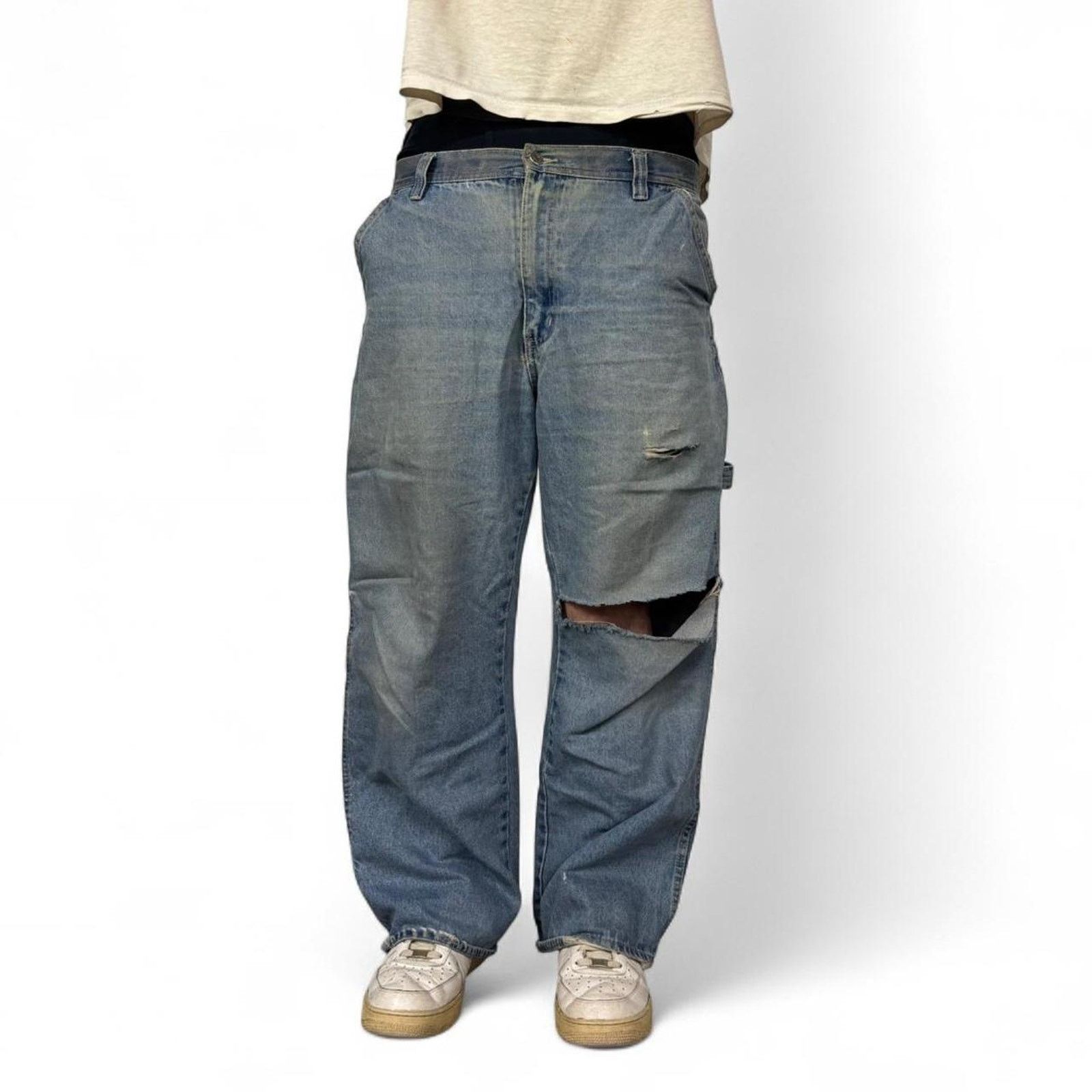 Vintage 90s distressed grunge carpenter jeans Size US 38 / EU 54 - 1 Thumbnail
