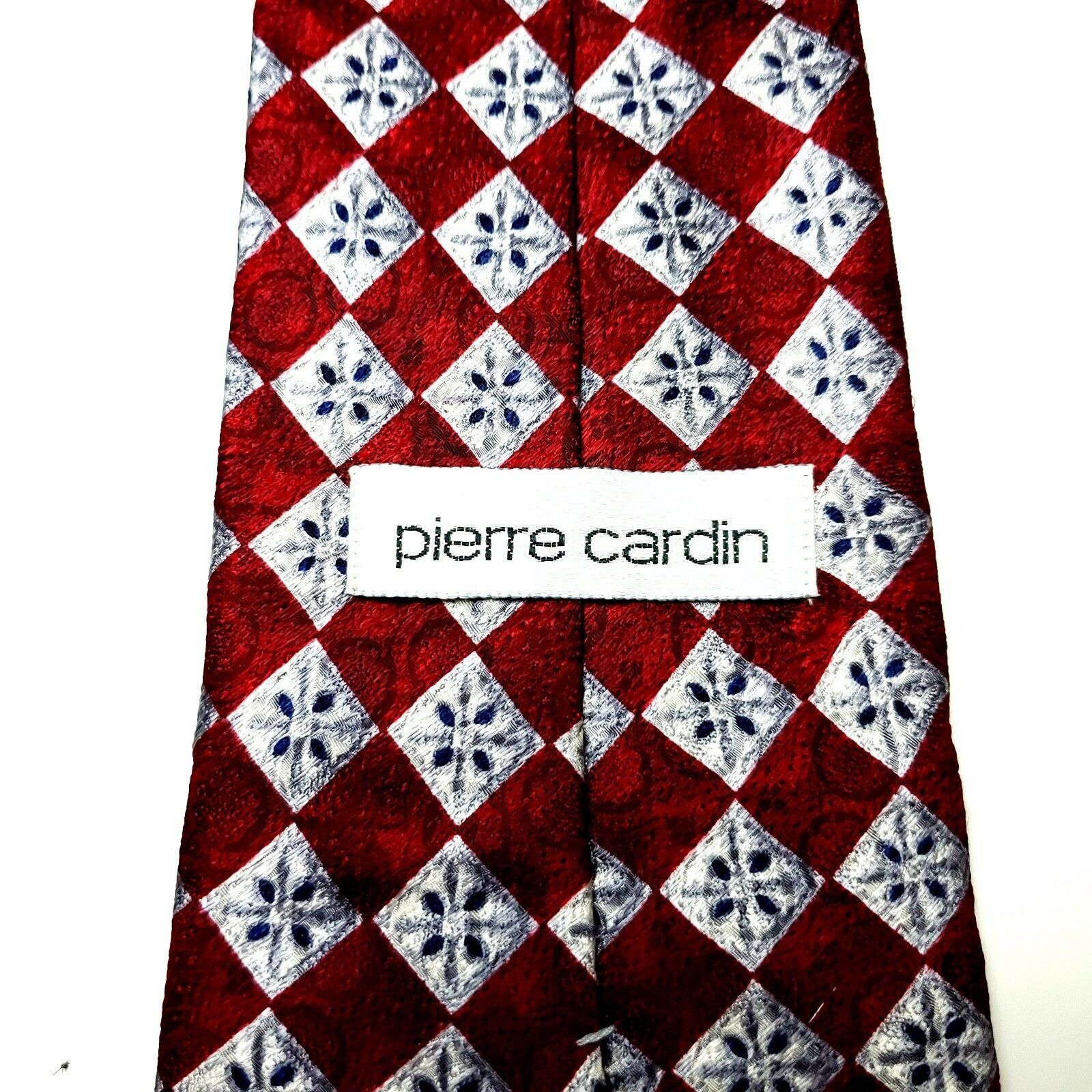 Pierre Cardin Pierre Cardin Silk Tie Red Print Floral Geometric Wide Size ONE SIZE - 3 Thumbnail