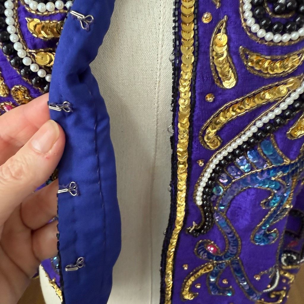 Vintage Vintage 80s Hudson’s Silk Purple Gold Bling Cropped Bolero J Size M / US 6-8 / IT 42-44 - 5 Thumbnail
