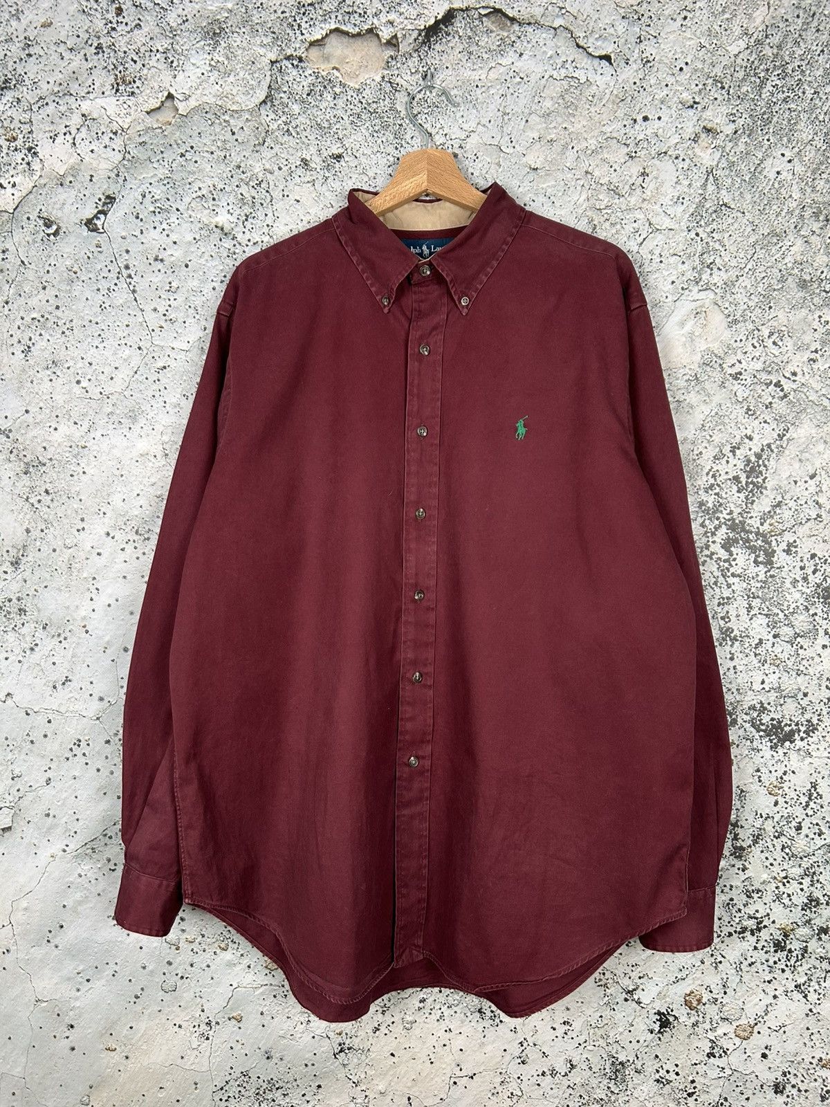 Polo Ralph Lauren Vintage Polo Ralph Lauren Burgundy Shirt Elegant 90s Size US XL / EU 56 / 4 - 1 Thumbnail