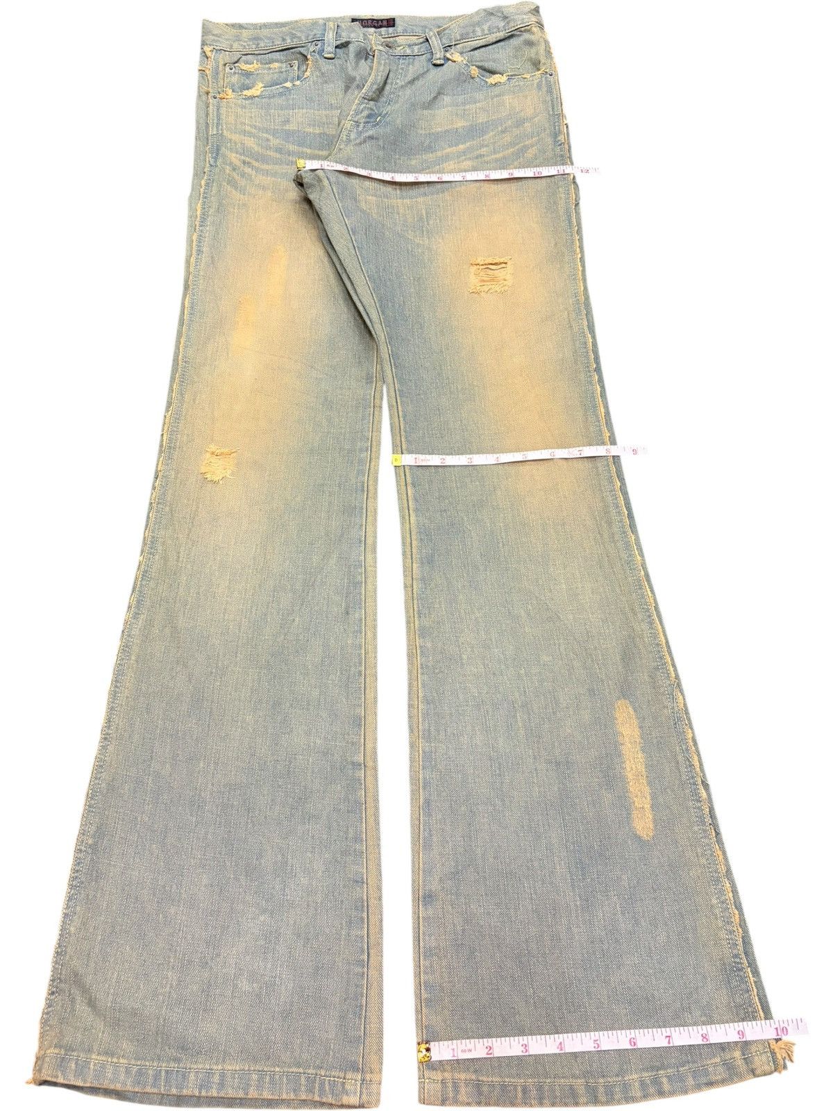 Morgan Homme Vintage Morgan Homme Rusty Wash Distress Flare Jeans Size 32" / US 10 / IT 46 - 8 Thumbnail