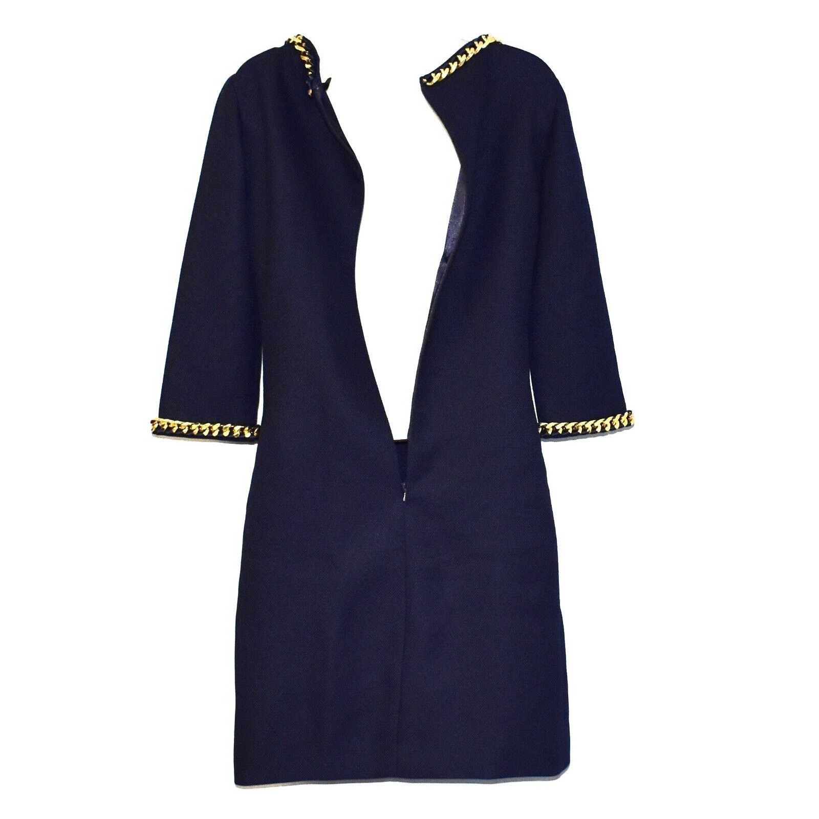 Ted Baker NEW TED BAKER Gold Tone Chain Trim Sheath Dress Sz 1 US 4 Size S / US 4 / IT 40 - 5 Thumbnail