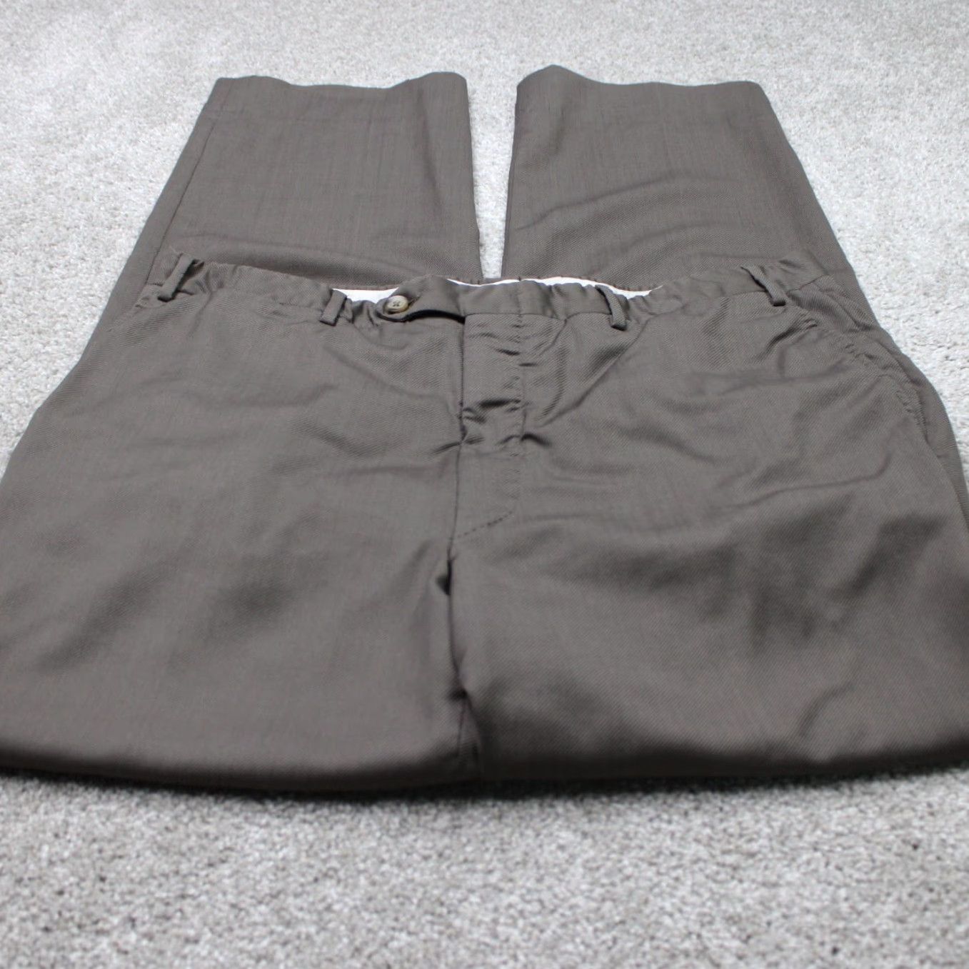Canali Canali Dress Pants Mens 36x30 Brown Flat Front 100% Wool Straight Leg Size US 36 / EU 52 - 2 Thumbnail