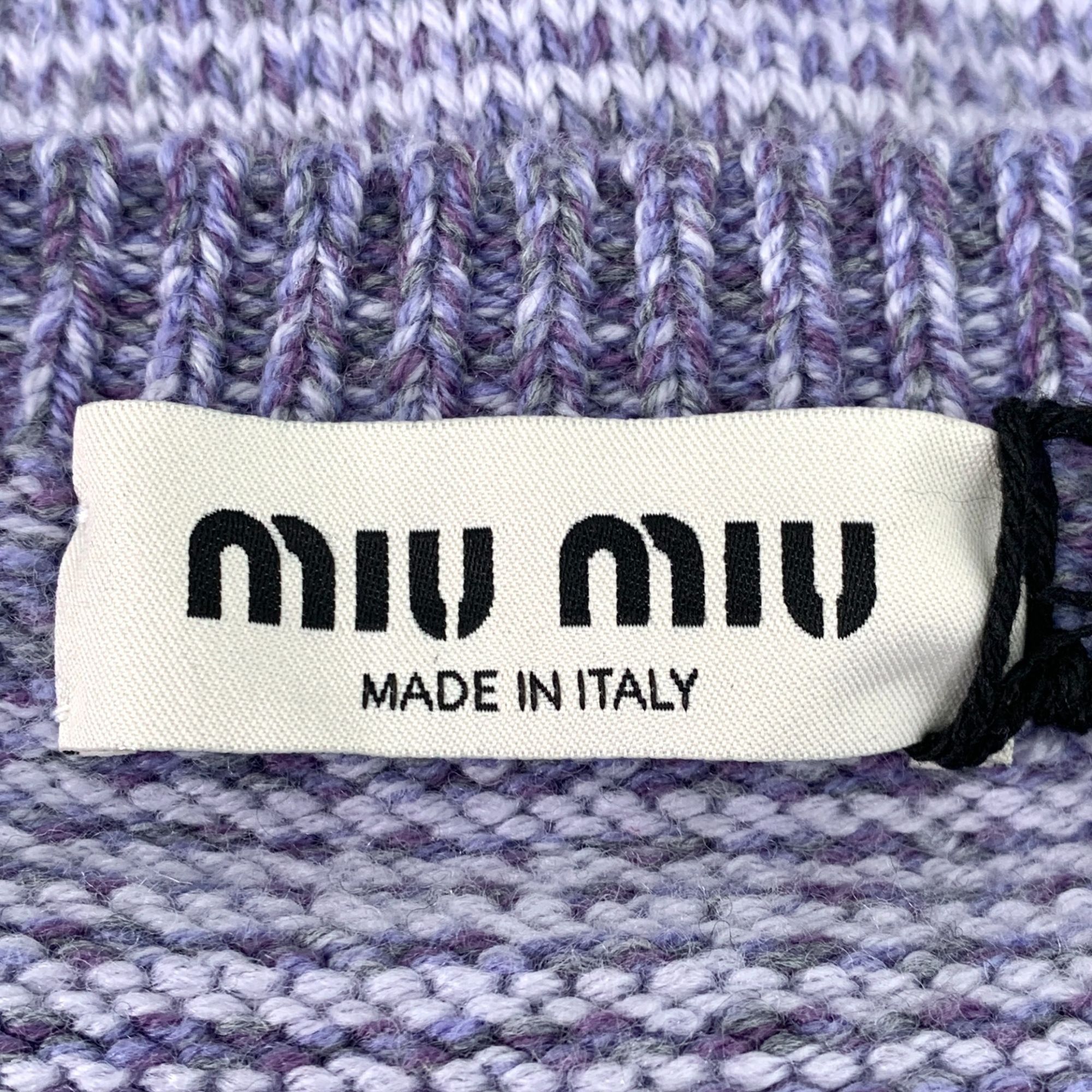Miu Miu Miu Miu Purple Logo Knit Short Sleeve Sweater Italy Womens S Size XS / US 0-2 / IT 36-38 - 5 Thumbnail