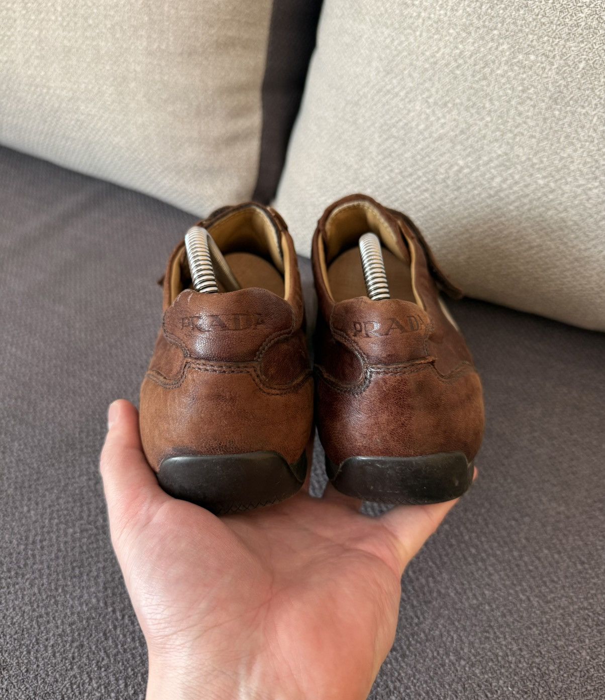 Prada Prada Velcro Vintage Leather Men’s Brown Shoes Size 8 Size US 8 / EU 41 - 9 Thumbnail