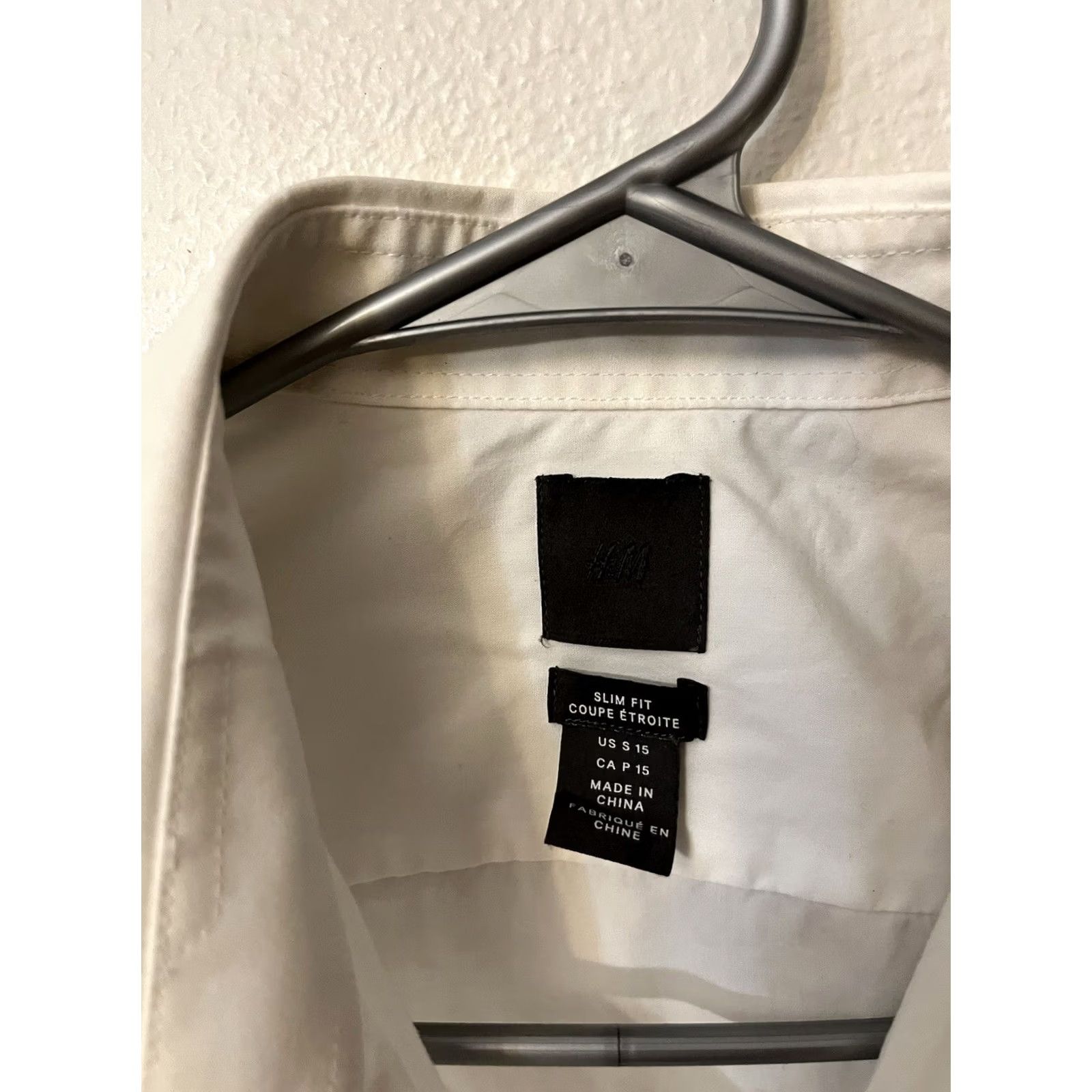 H&M H&M Long-Sleeve Button-Up Shirt Size Small White Slim Fit Solid Men Button-Down Collar Vintage: No Size 36R - 2 Thumbnail