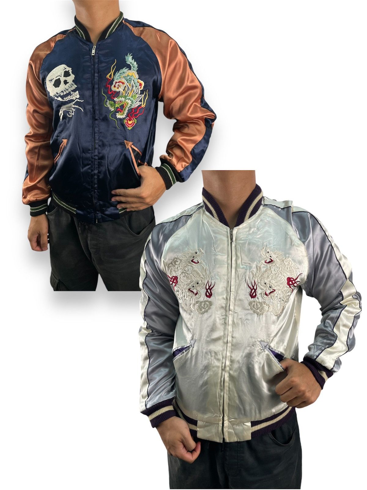 Japanese Brand Sukajan Toyo Vintage Reversible Jacket Skull Navy Tiger Size US S / EU 44-46 / 1 - 1 Thumbnail