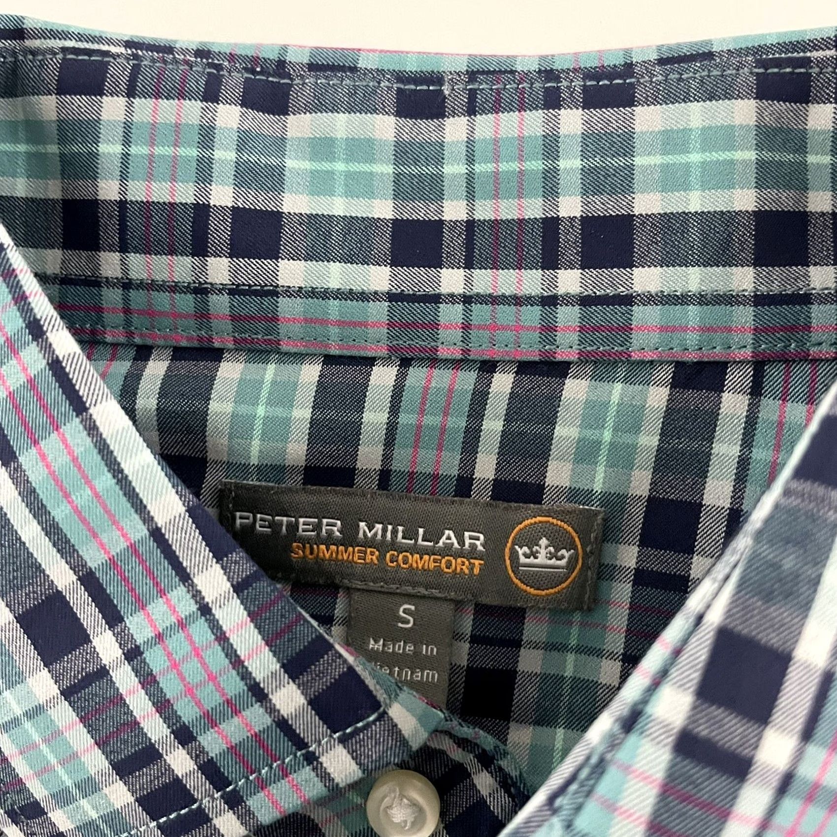 Peter Millar Peter Millar Summer Comfort Plaid Long Sleeve Button-Up Shirt Mens S Blue Multicolor Shirt Mens Small Blue Plaid Long Sleeve Button-Up Size US S / EU 44-46 / 1 - 3 Thumbnail