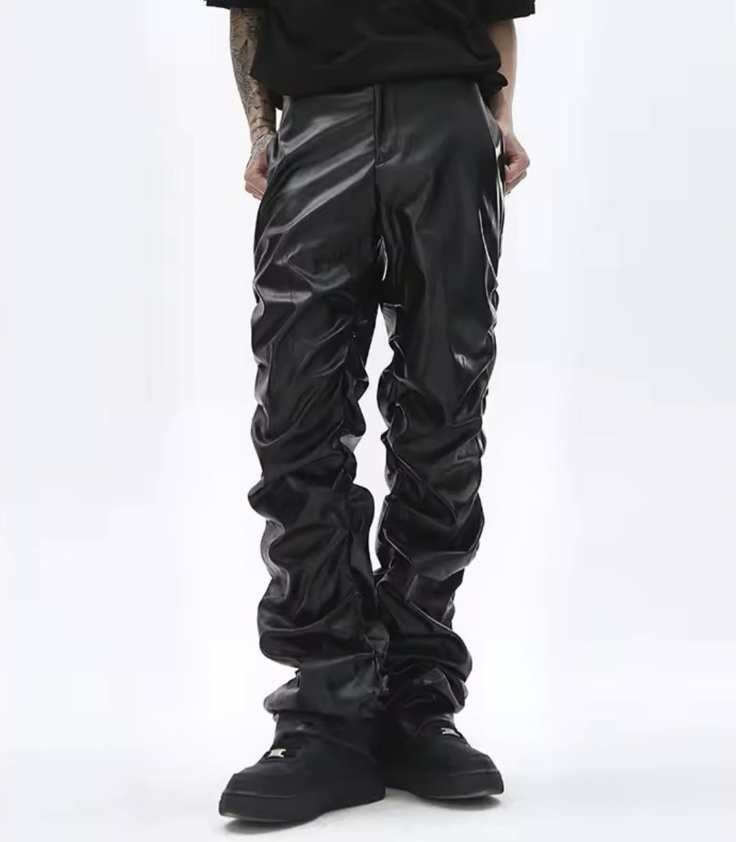 Japanese Brand × Leather Hip Hop Pleated Pu Leather Pants Size US 30 / EU 46 - 3 Thumbnail