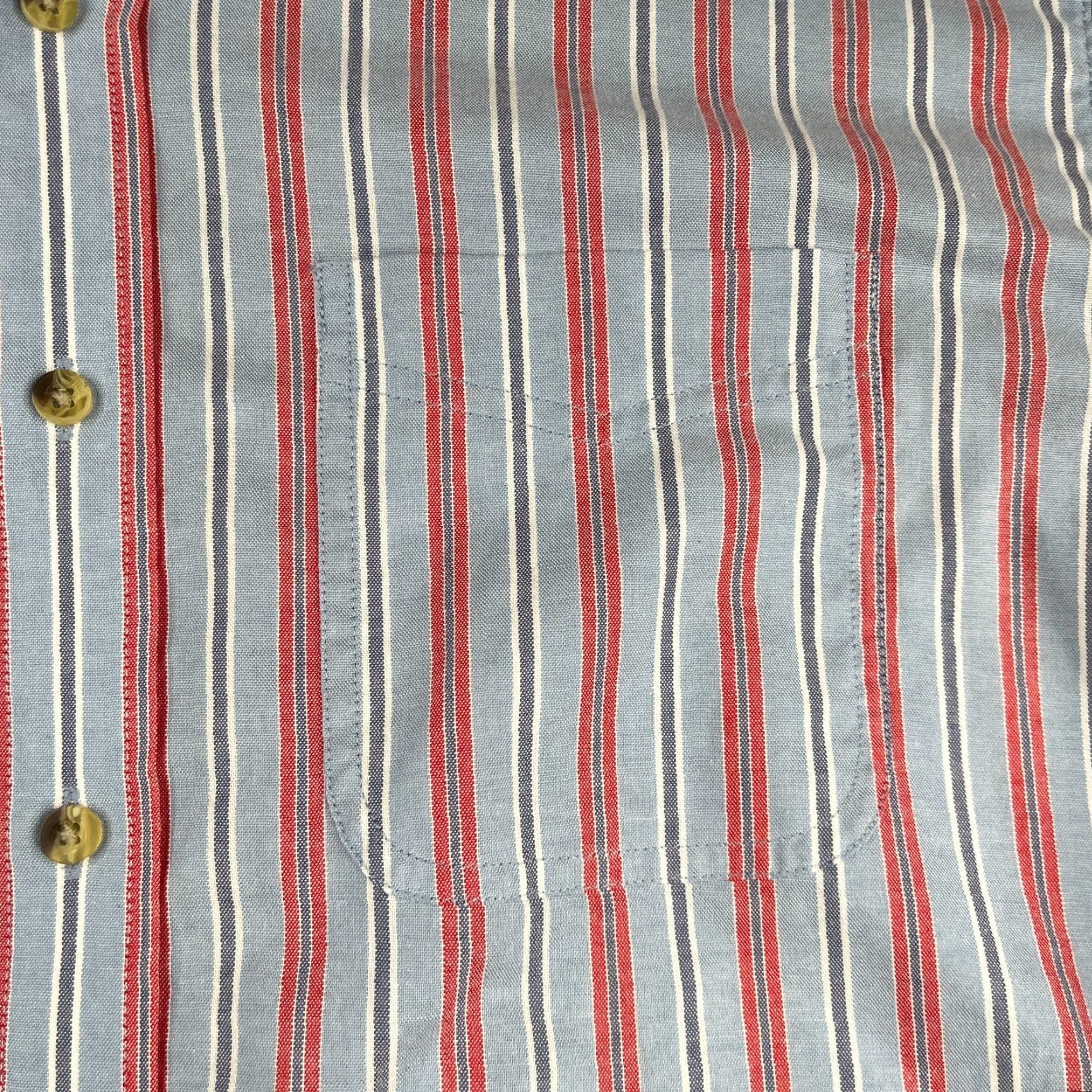 Vintage L.L. Bean Shirt Striped Button-Up Long Sleeve Blue Red Mens Regular Size L Size US L / EU 52-54 / 3 - 3 Thumbnail
