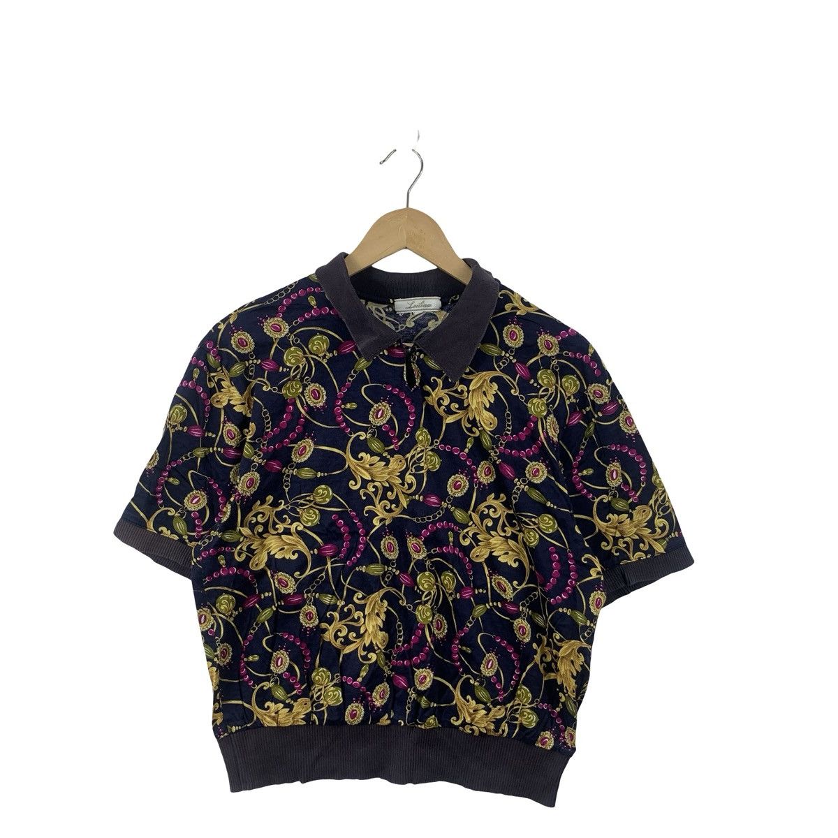 Vintage Vintage LEILIAN ORNATE FLORAL Print Knit Polo Shirt Size US M / EU 48-50 / 2 - 4 Thumbnail