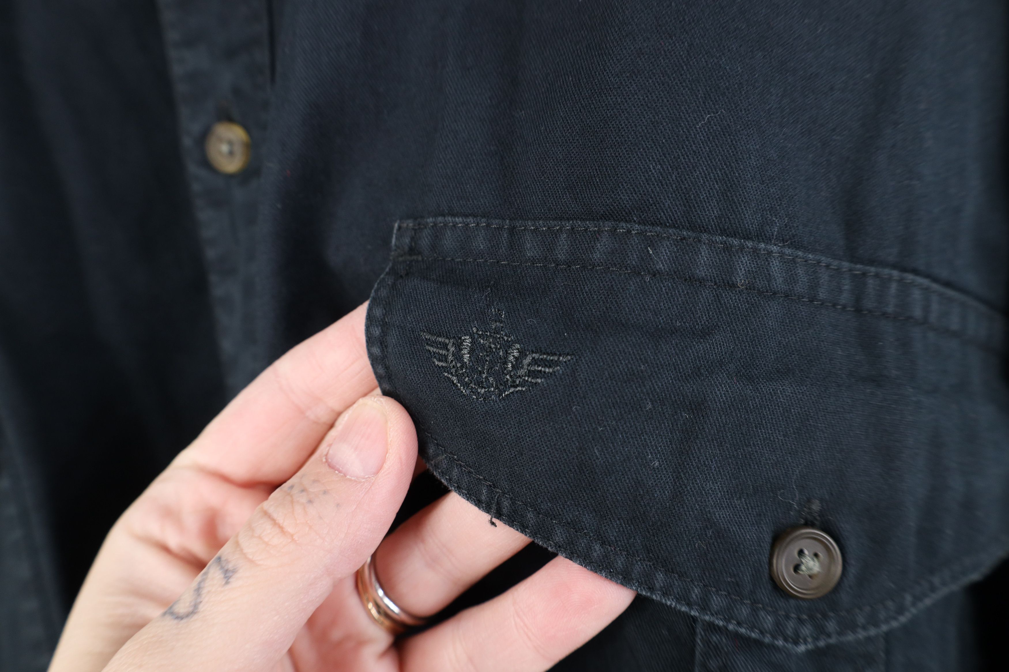 Vintage Vintage 90s Streetwear Big Pocket Button Down Shirt Black Size US XL / EU 56 / 4 - 4 Thumbnail