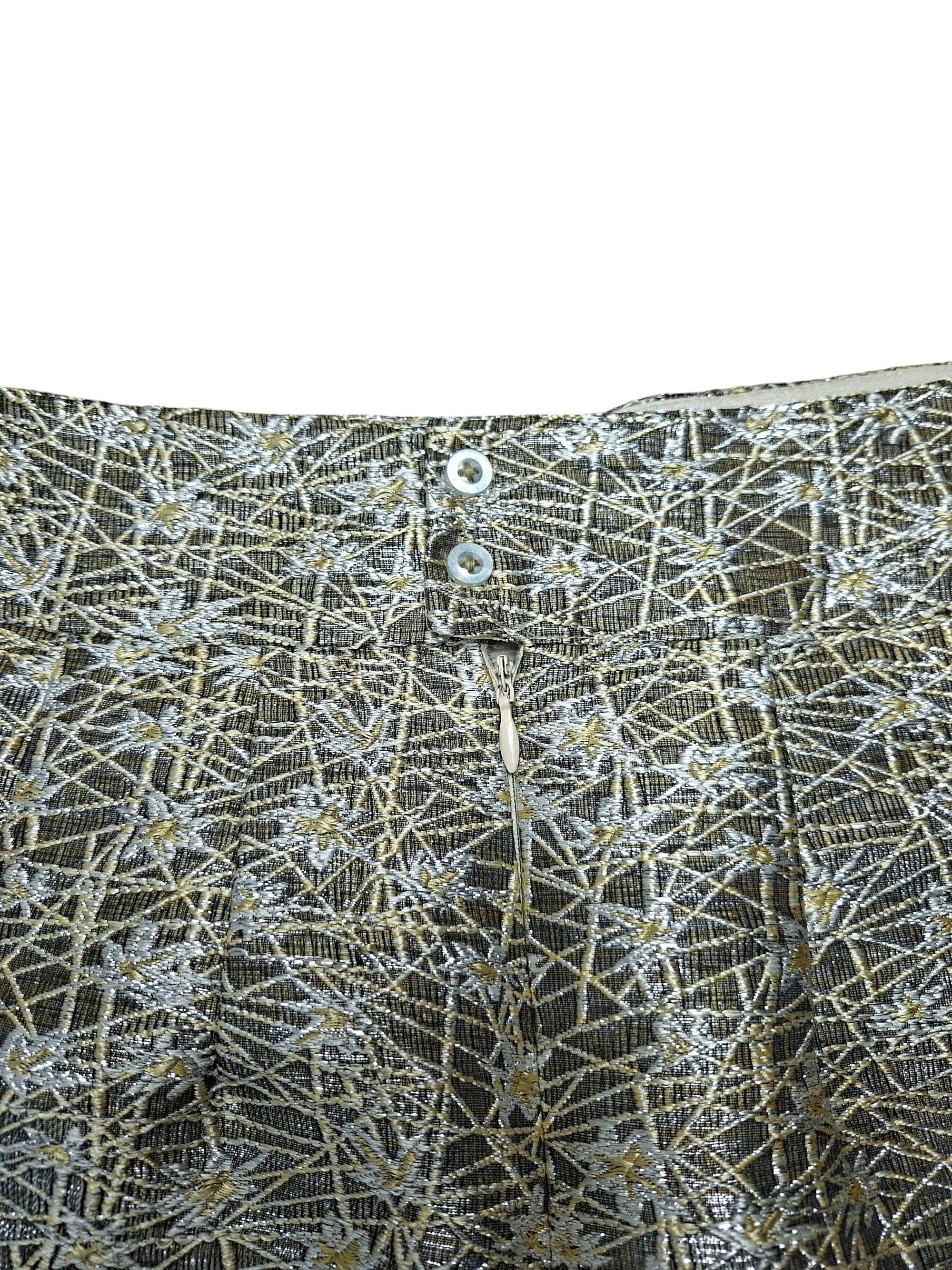 Blumarine BLUGIRL BLUMARINE Metallic Silver Gold Brocade Mini Skirt Size 28" / US 6 / IT 42 - 4 Thumbnail