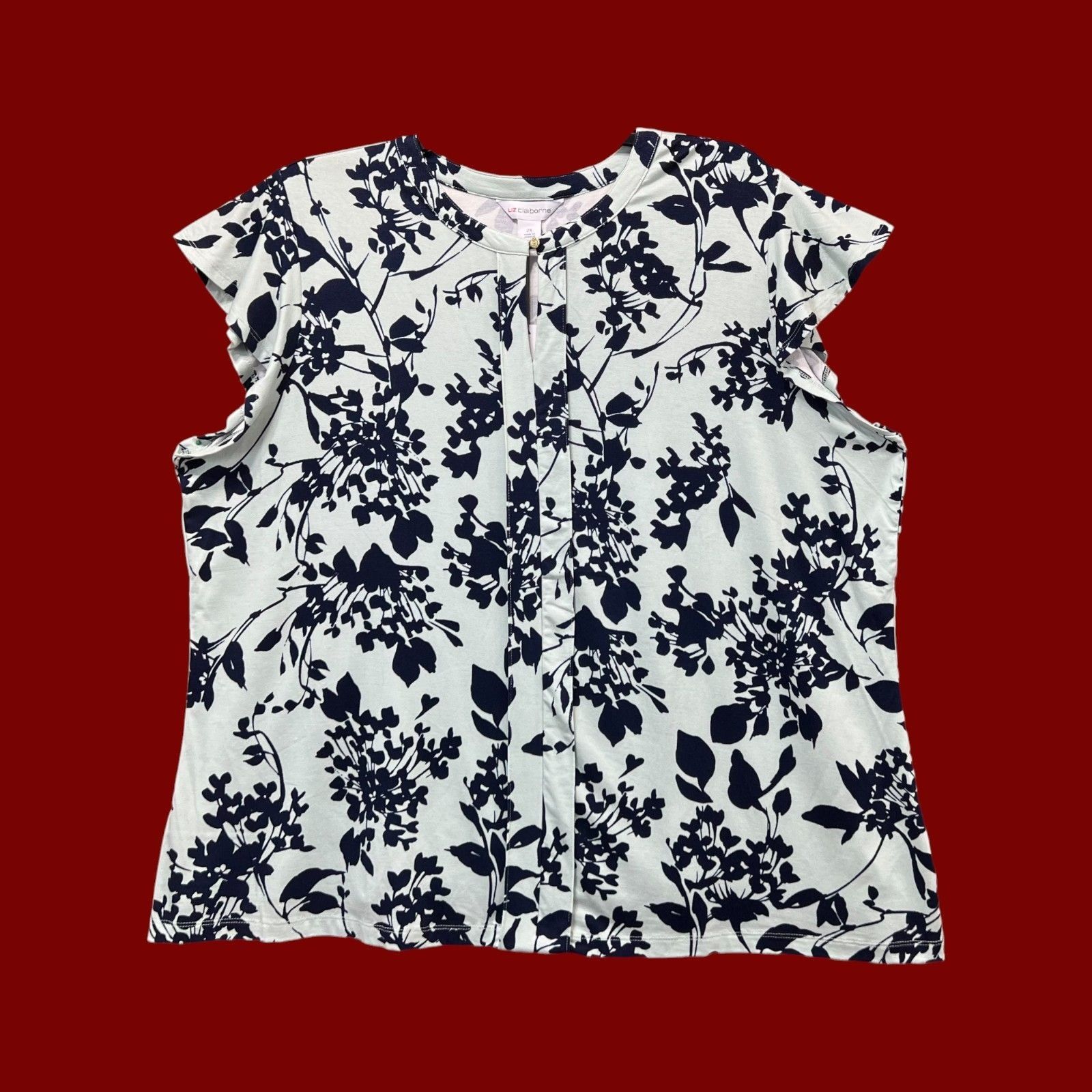 Other Liz Claiborne - Women's Keyhole Neck Short Sleeve Blouse - L Size XXL / US 16-18 / IT 52-54 - 1 Thumbnail