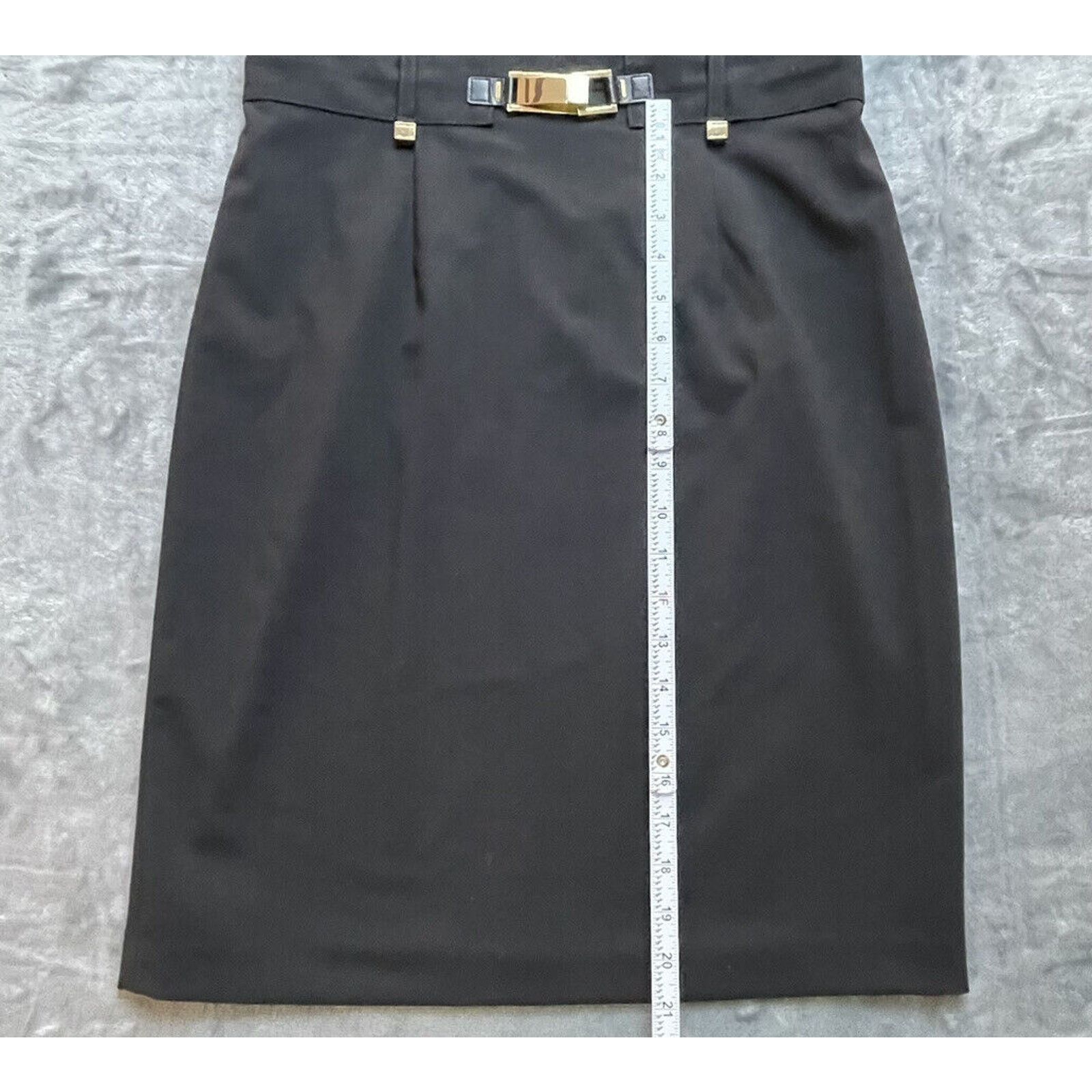 Calvin Klein Calvin Klein Dress Womens 6 Black Fitted Pleated Gold LBD Size M / US 6-8 / IT 42-44 - 7 Thumbnail