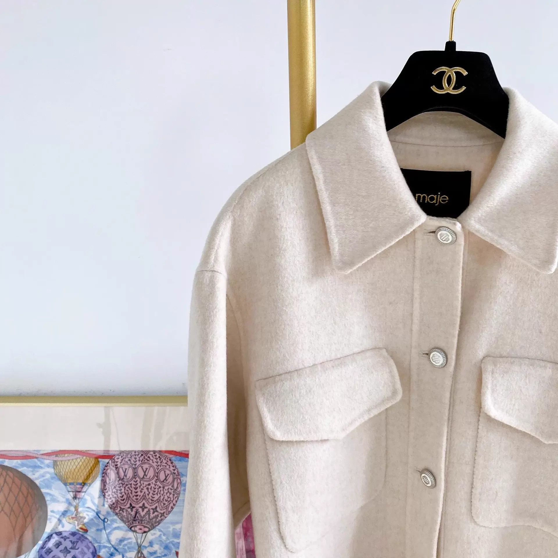 Maje Maje Beige Wool Coat US 0 Size XS / US 0-2 / IT 36-38 - 3 Thumbnail