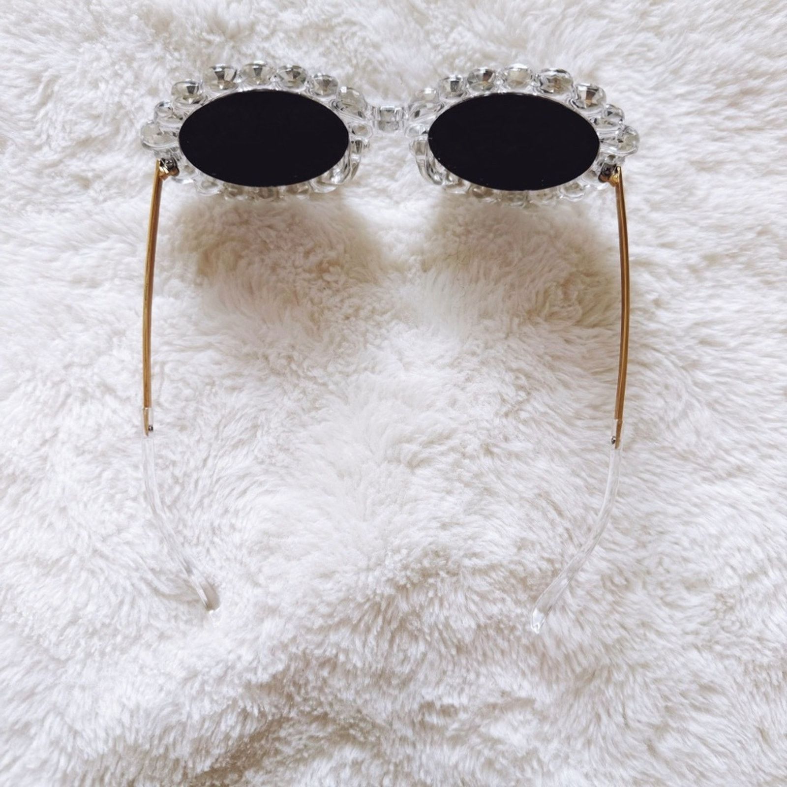 Other Diana White Round Crystal Embellished Sunglasses Size ONE SIZE - 6 Thumbnail
