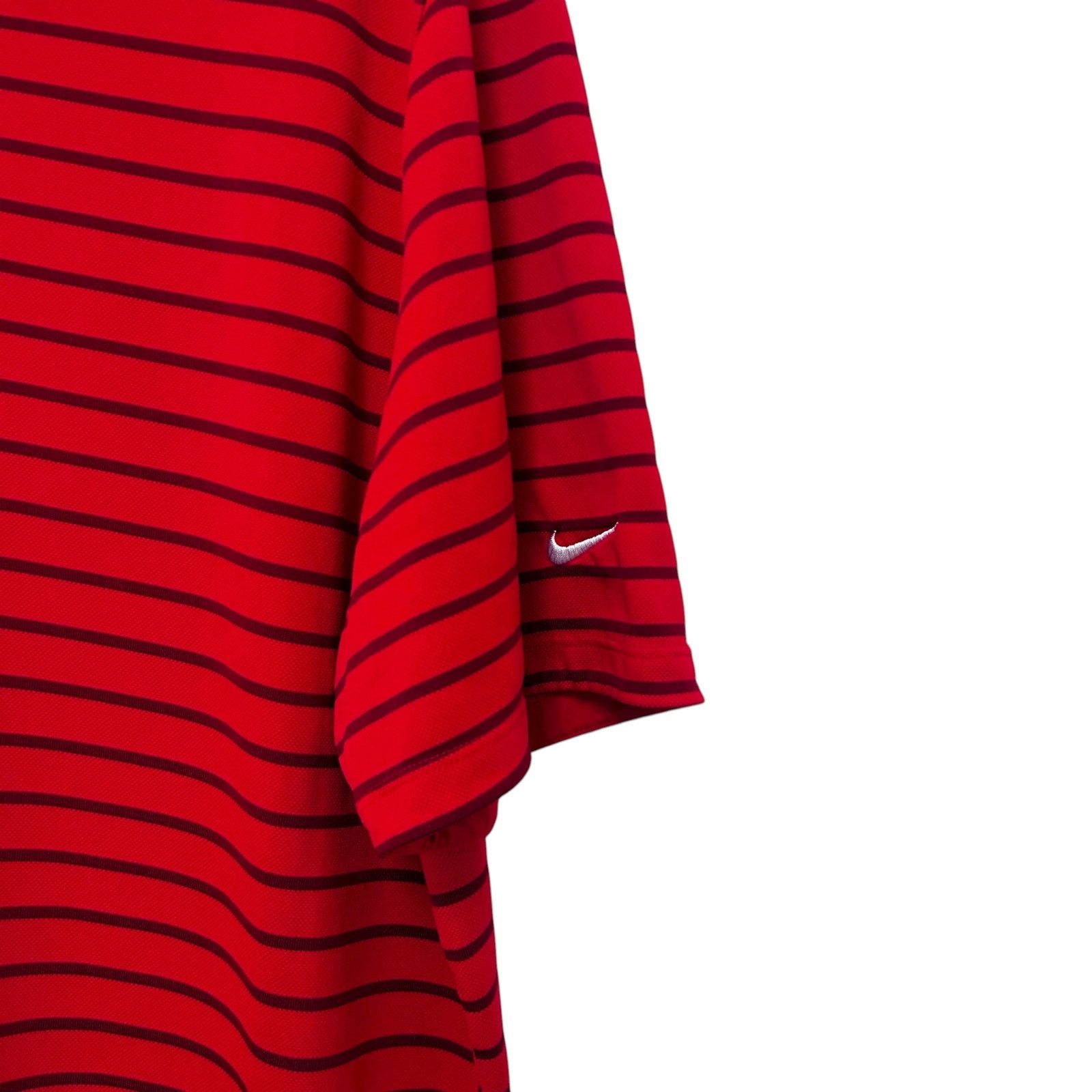 Nike Nike Golf Dri Fit Red Striped Short Sleeve Polo Sz XL Size US XL / EU 56 / 4 - 4 Thumbnail