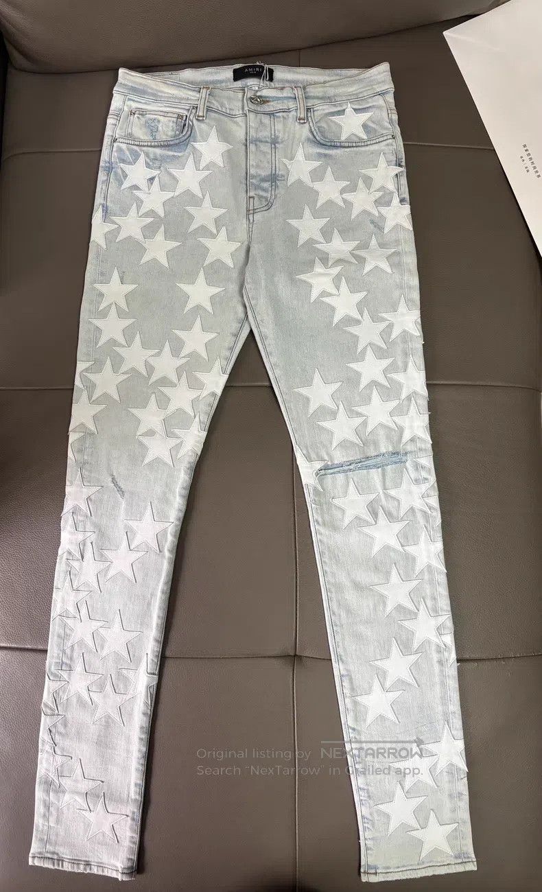 Amiri Amiri Size 33 Star sheepskin stretch jeans Size US 33 - 1 Thumbnail