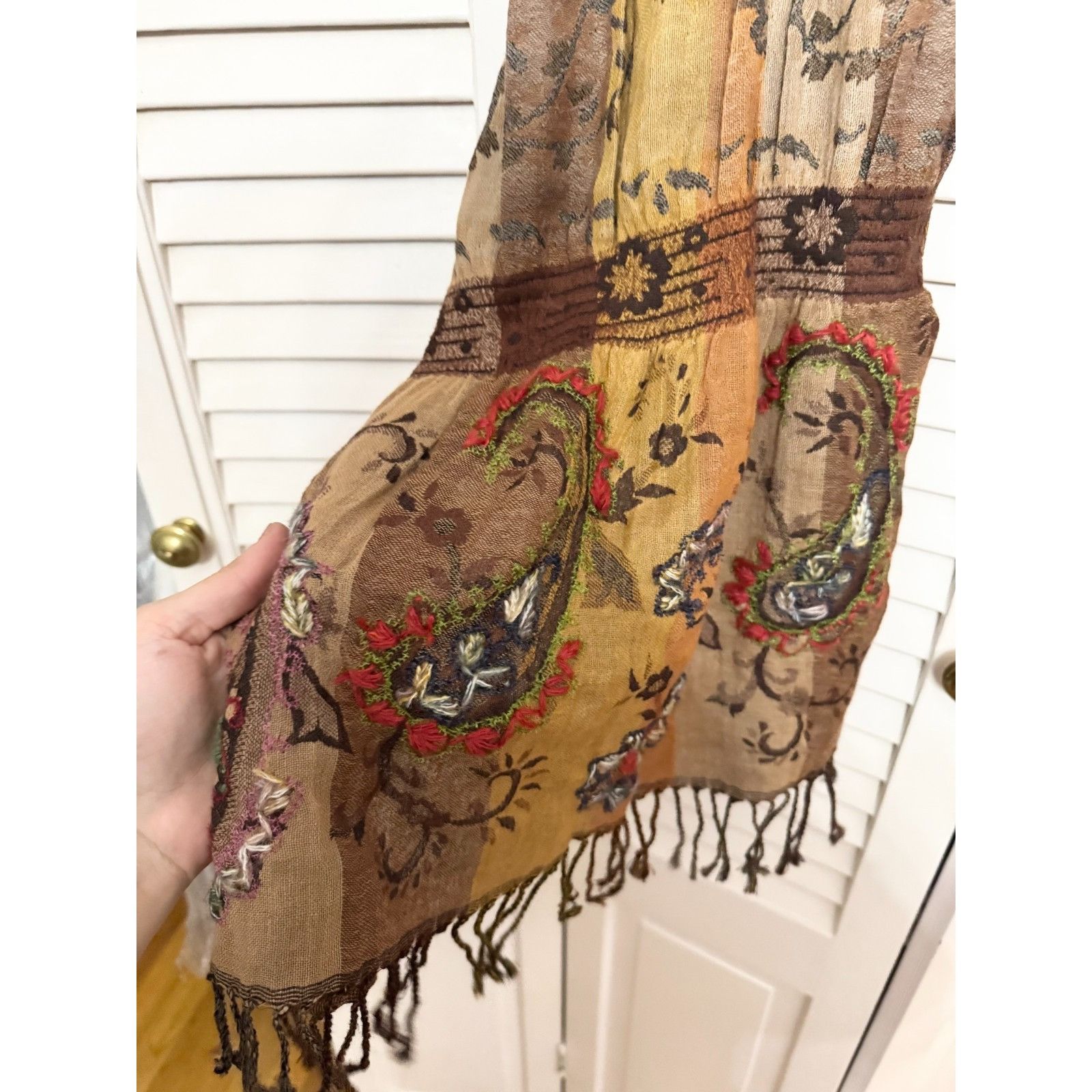 Other Stitched Accent Embroidery Yak & Sheep Wool Blend Scarf Shal Size ONE SIZE - 7 Thumbnail