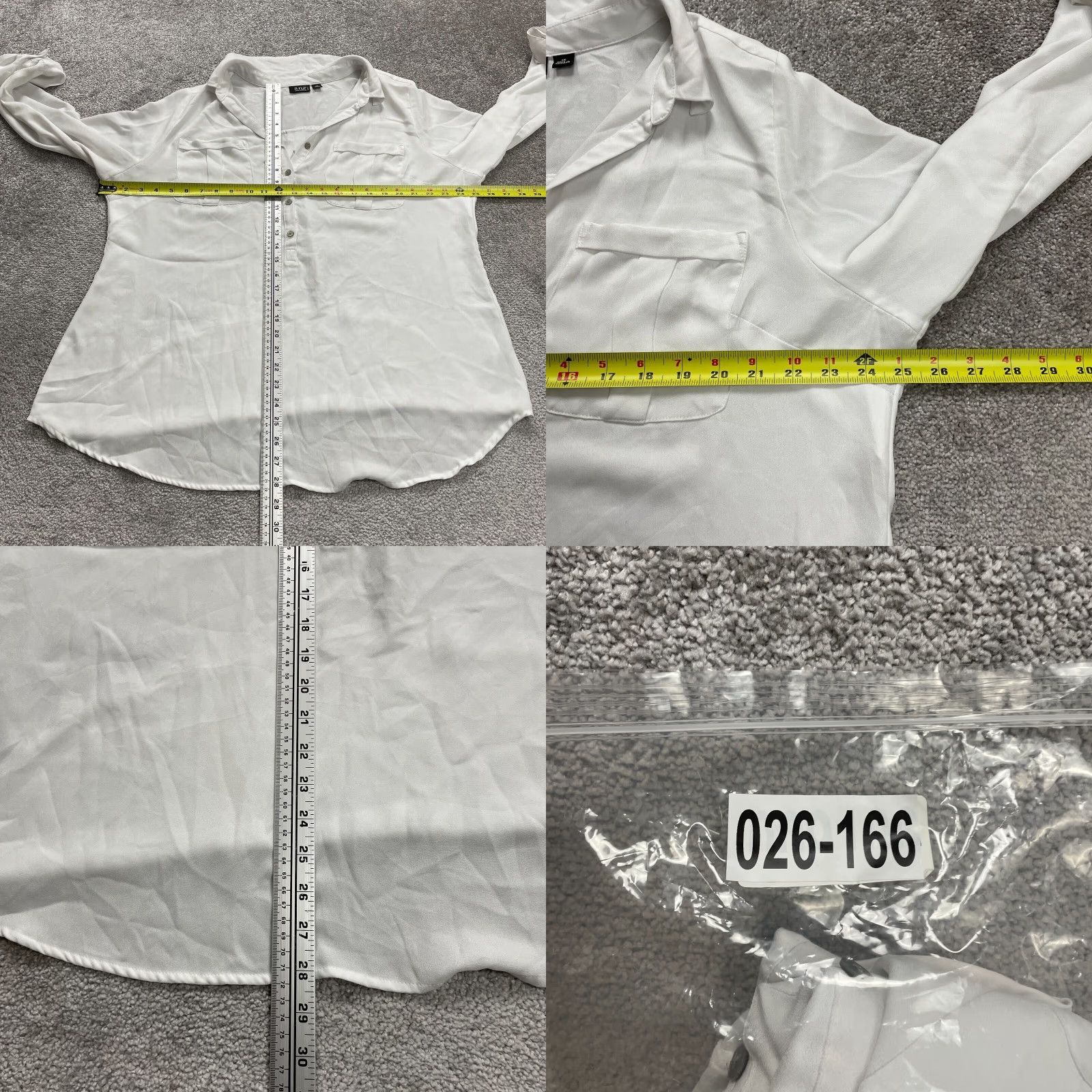 Vintage A New Approach Blouse XL White 1/4 Button Up Long Sleeve Shirt Top Womens Size XL / US 12-14 / IT 48-50 - 8 Thumbnail