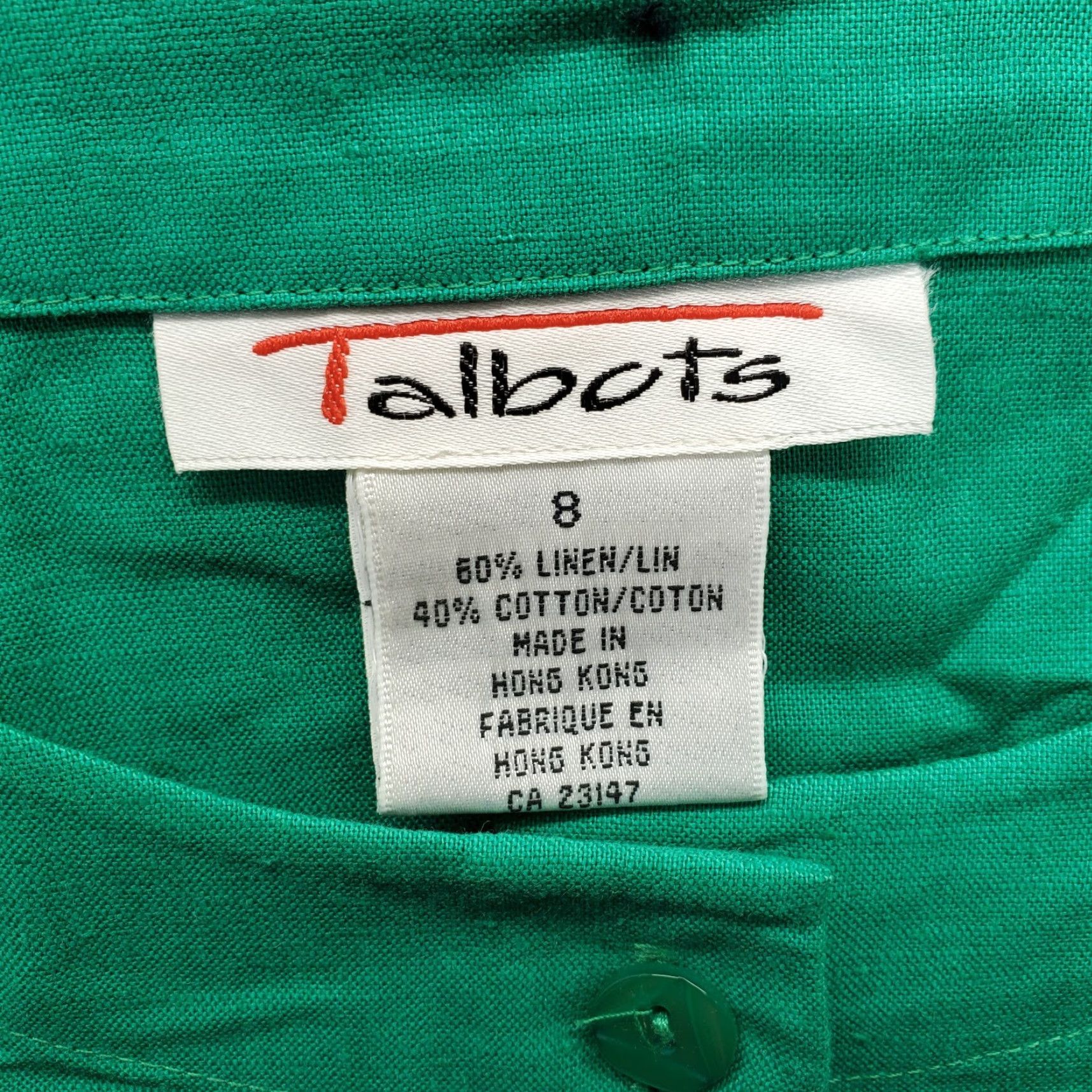 Talbots Talbots Blouse Womens Size 8 Green Linen Blend Short Sleeve Button Front Top Size M / US 6-8 / IT 42-44 - 6 Thumbnail