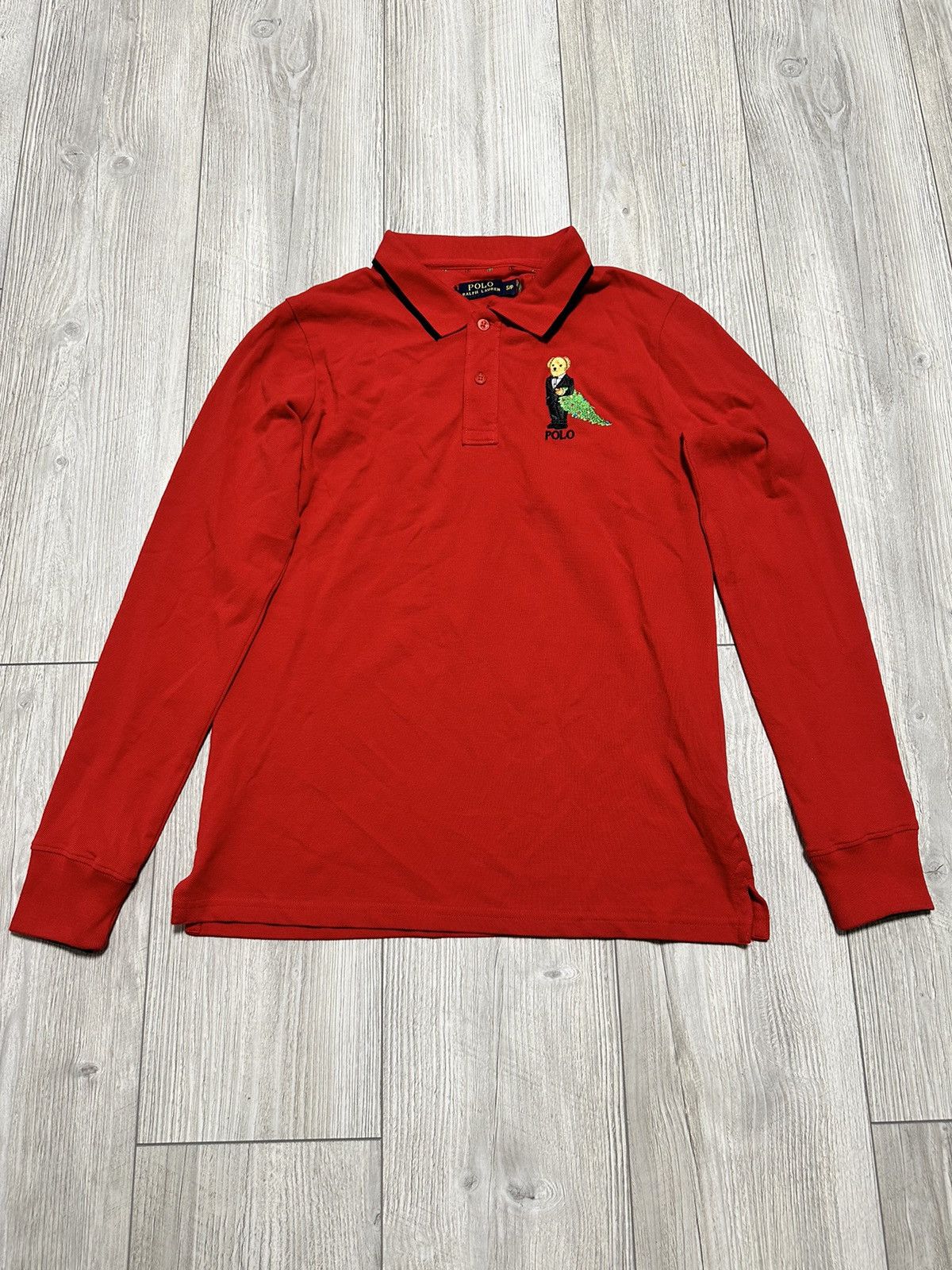 Vintage Vintage Polo Ralph Lauren Bear Long Sleeve Baggy Y2K 90s Size US S / EU 44-46 / 1 - 1 Thumbnail