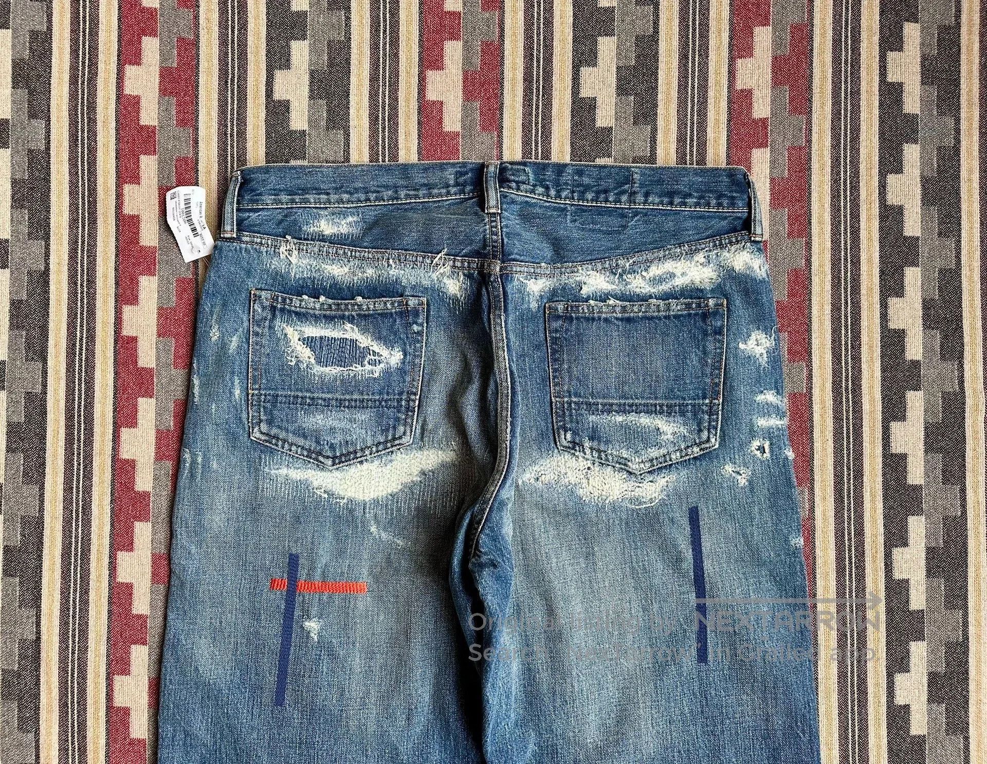 FDMTL fdmtl classic fit red line distressed jeans. Size US 36 / EU 52 - 6 Thumbnail