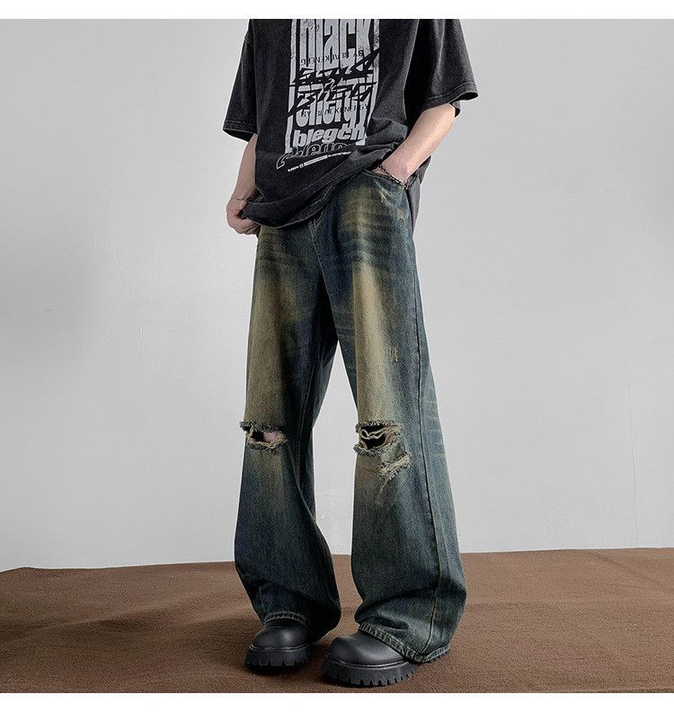 Japanese Brand × Jean Men's retro loose straight casual ripped jeans y2k Size US 32 / EU 48 - 4 Thumbnail