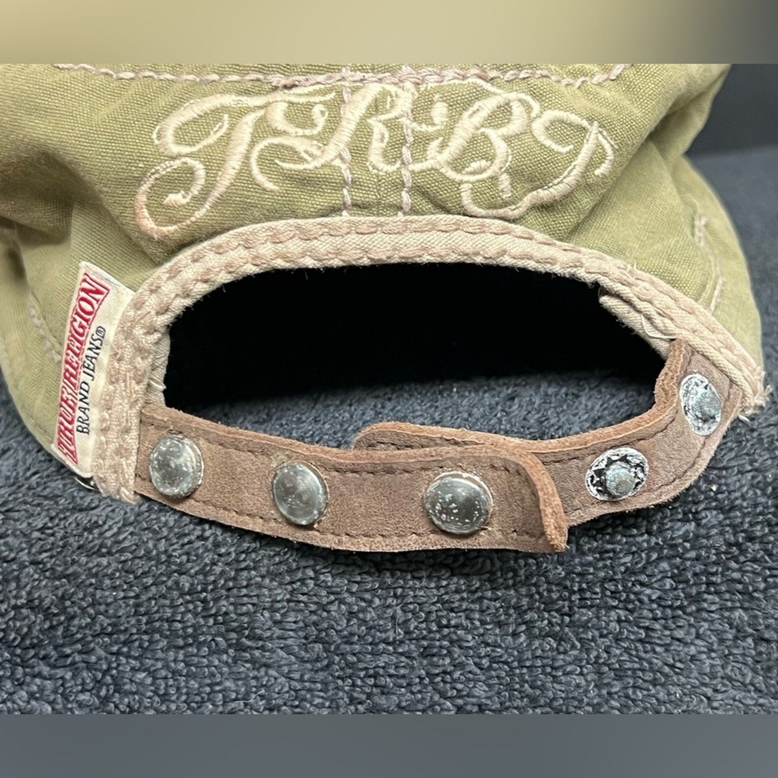 True Religion True Religion Women's Olive Green Adjustable Leather Hat Size ONE SIZE - 4 Thumbnail