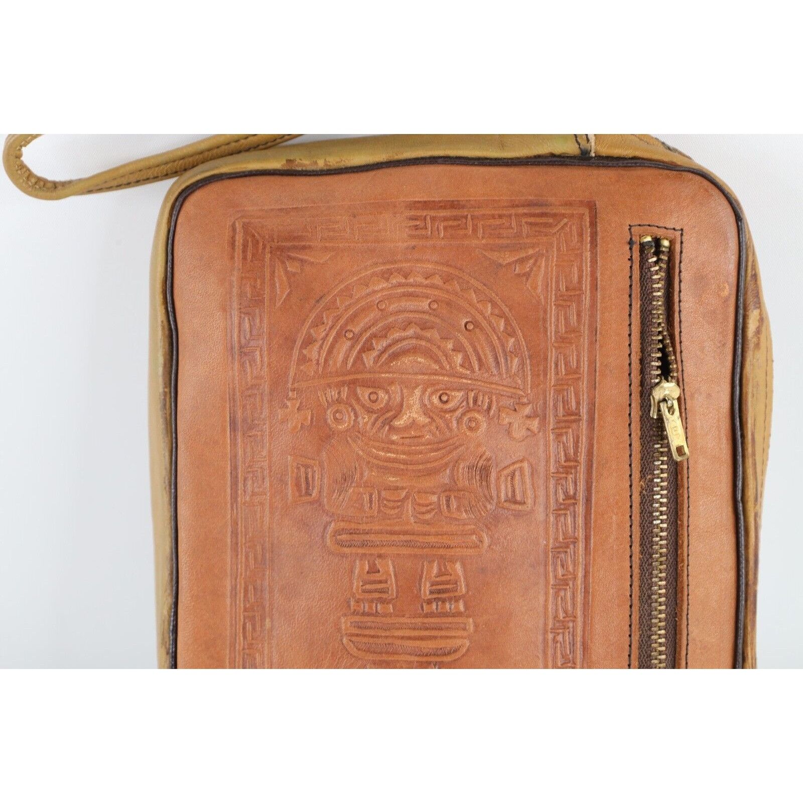 Vintage Vintage 50s 60s Rockabilly Hand Tooled Leather Mayan Bag Size ONE SIZE - 3 Thumbnail