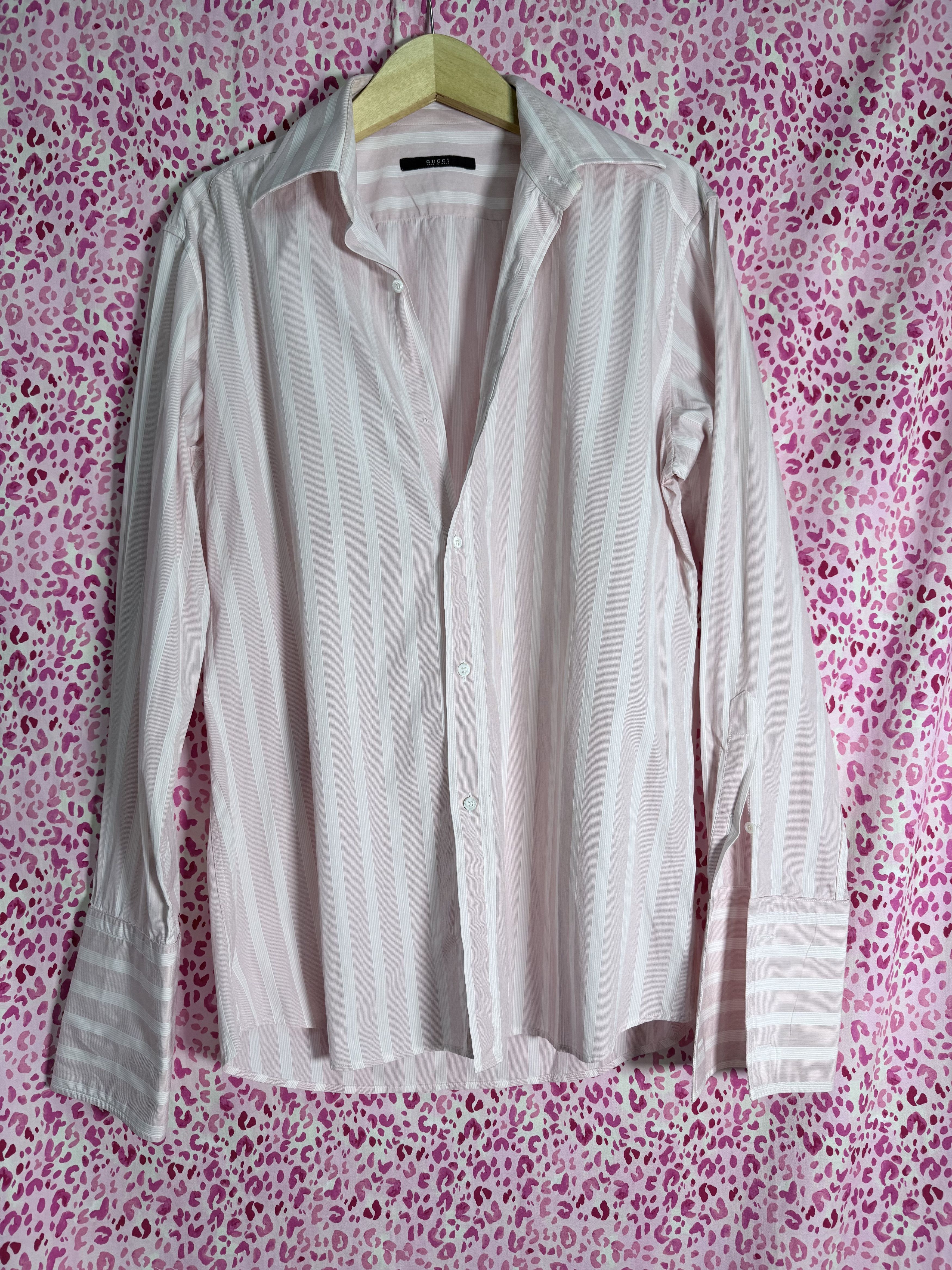 Gucci Tom Ford Gucci Pink Striped Shirt Size US M / EU 48-50 / 2 - 1 Thumbnail