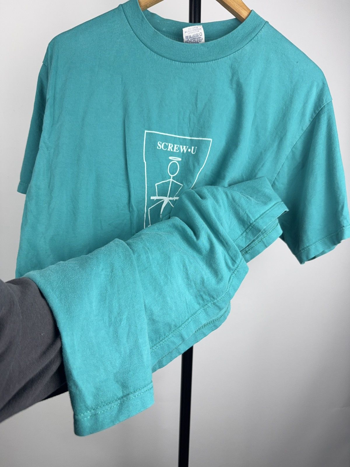 Vintage 90s Retro SCREW U Graphic Tee Y2K Edgy Ironic Stick Figure Size US L / EU 52-54 / 3 - 5 Thumbnail