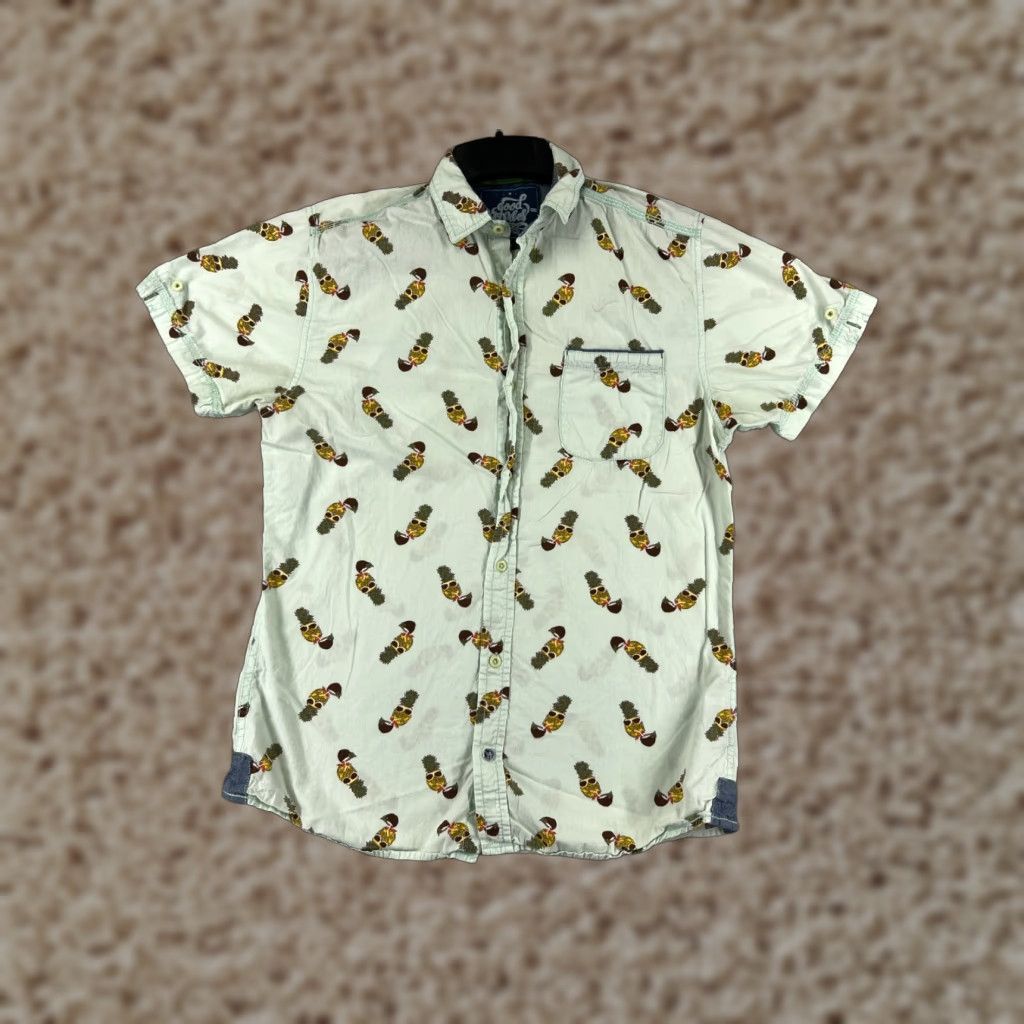 Vintage Good Vibes Shirt Mens Medium Green Button Up Pineapple All Over Print Cocktails Size US M / EU 48-50 / 2 - 1 Thumbnail