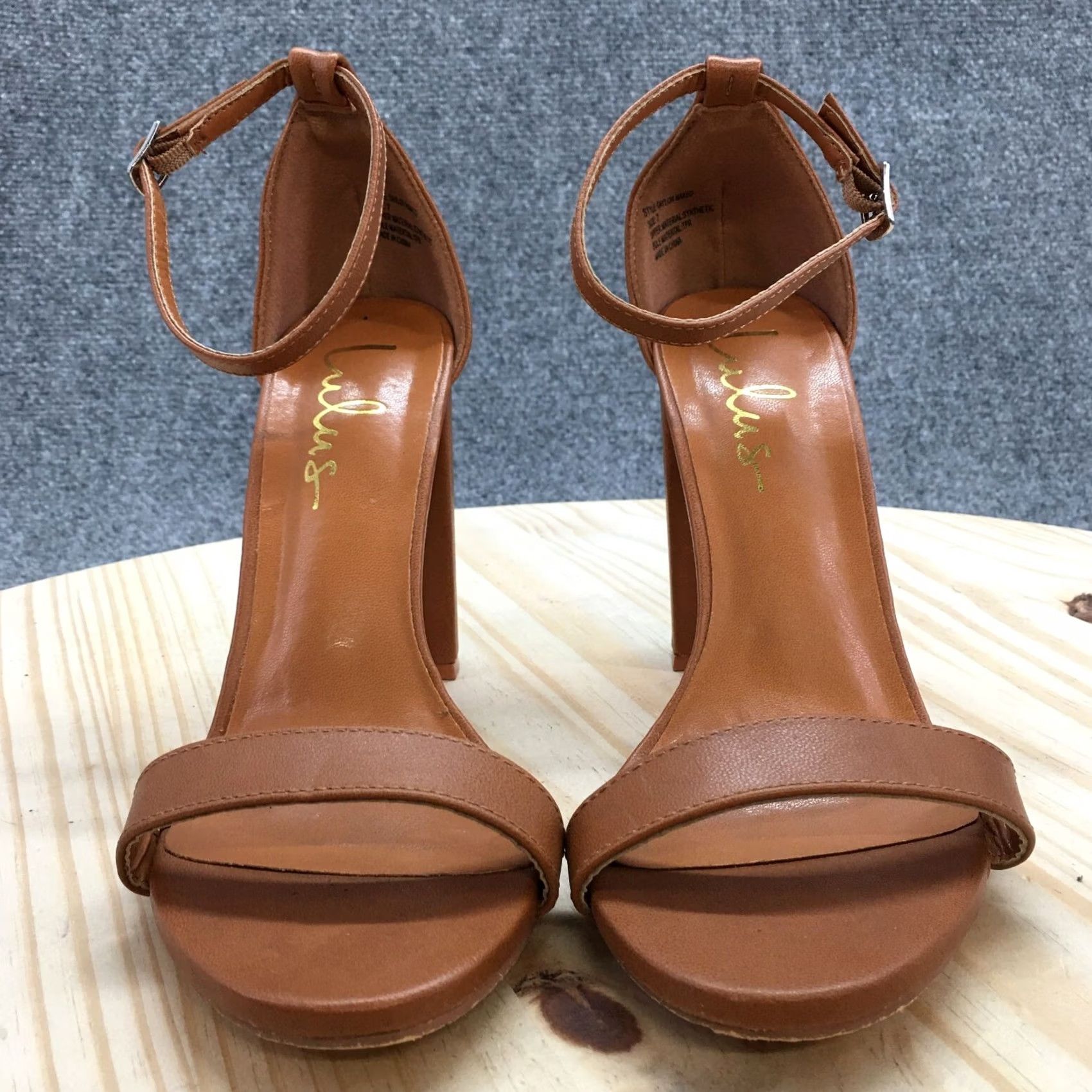Lulus Lulus Pump Heels Womens 7M Brown Taylor Naked Ankle Strap Slip-On Casual Leather Sandal Size US 7 / IT 37 - 4 Thumbnail